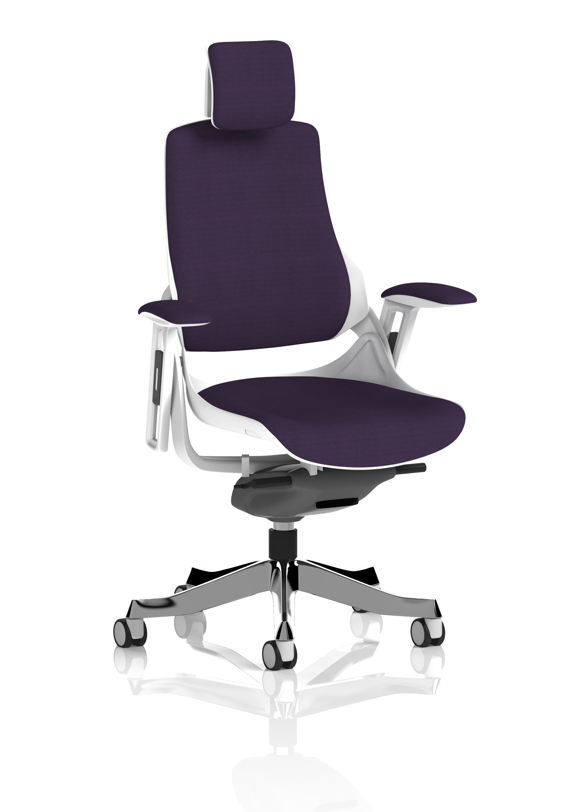 Zure High Back White Shell Fabric Executive Office Chair with Arms