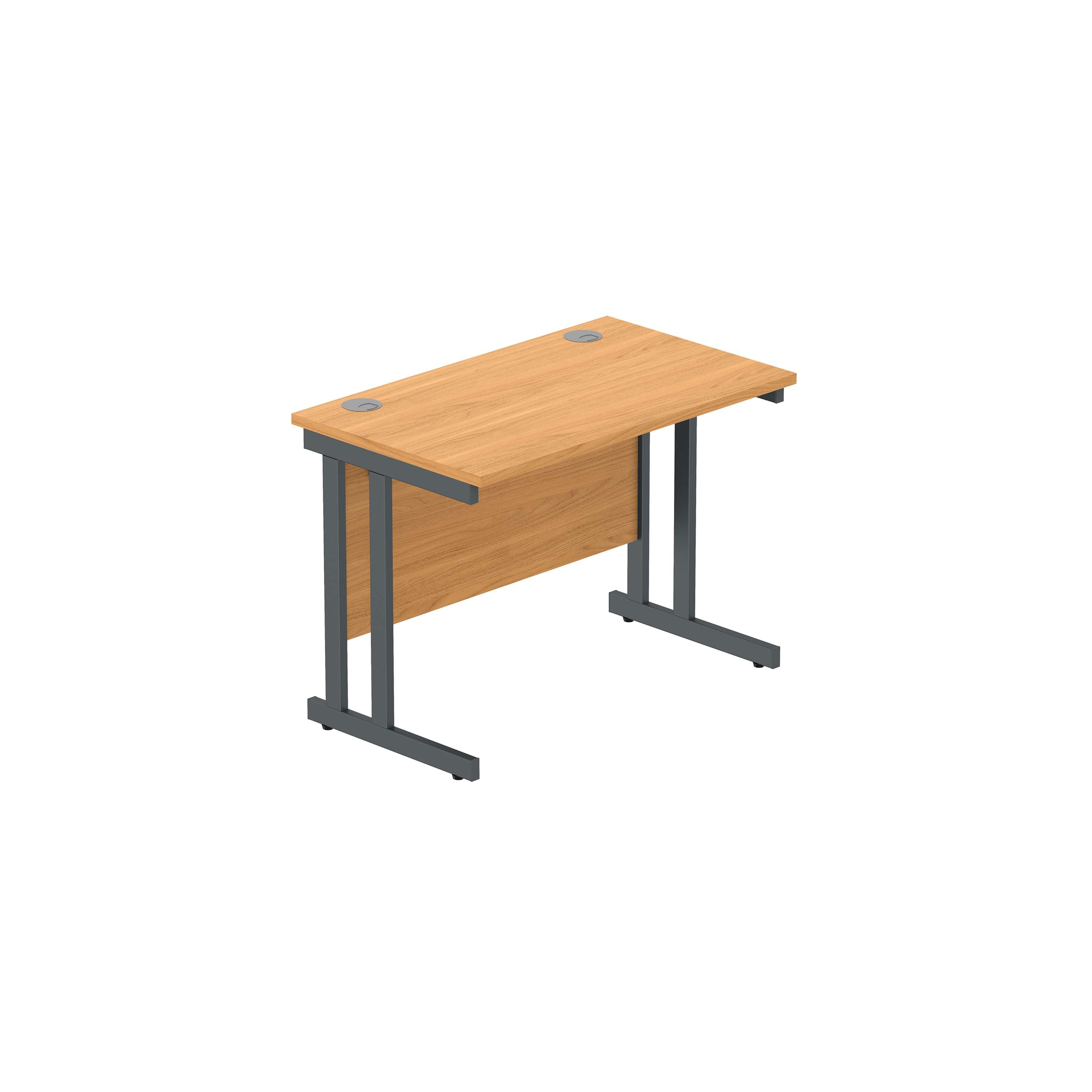 Office Rectangular Desk with Steel Double Upright Cantilever Frame (FSC) | 1000X600 | Norwegian Beech/Graphite
