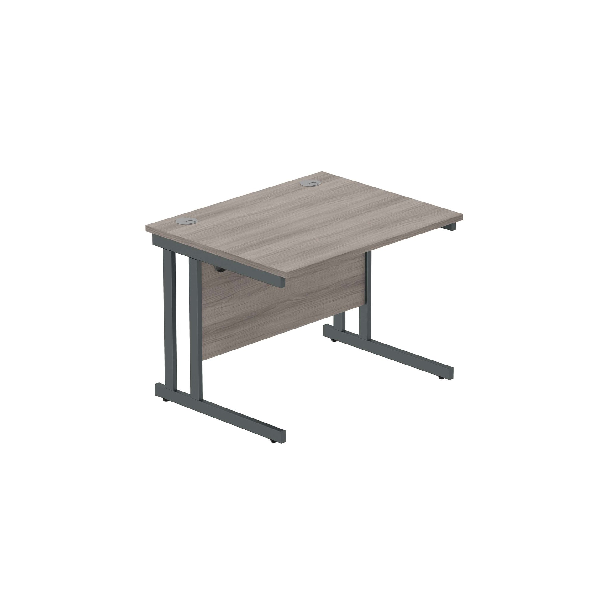 Office Rectangular Desk with Steel Double Upright Cantilever Frame (FSC) | 1000X800 | Alaskan Grey Oak/Graphite