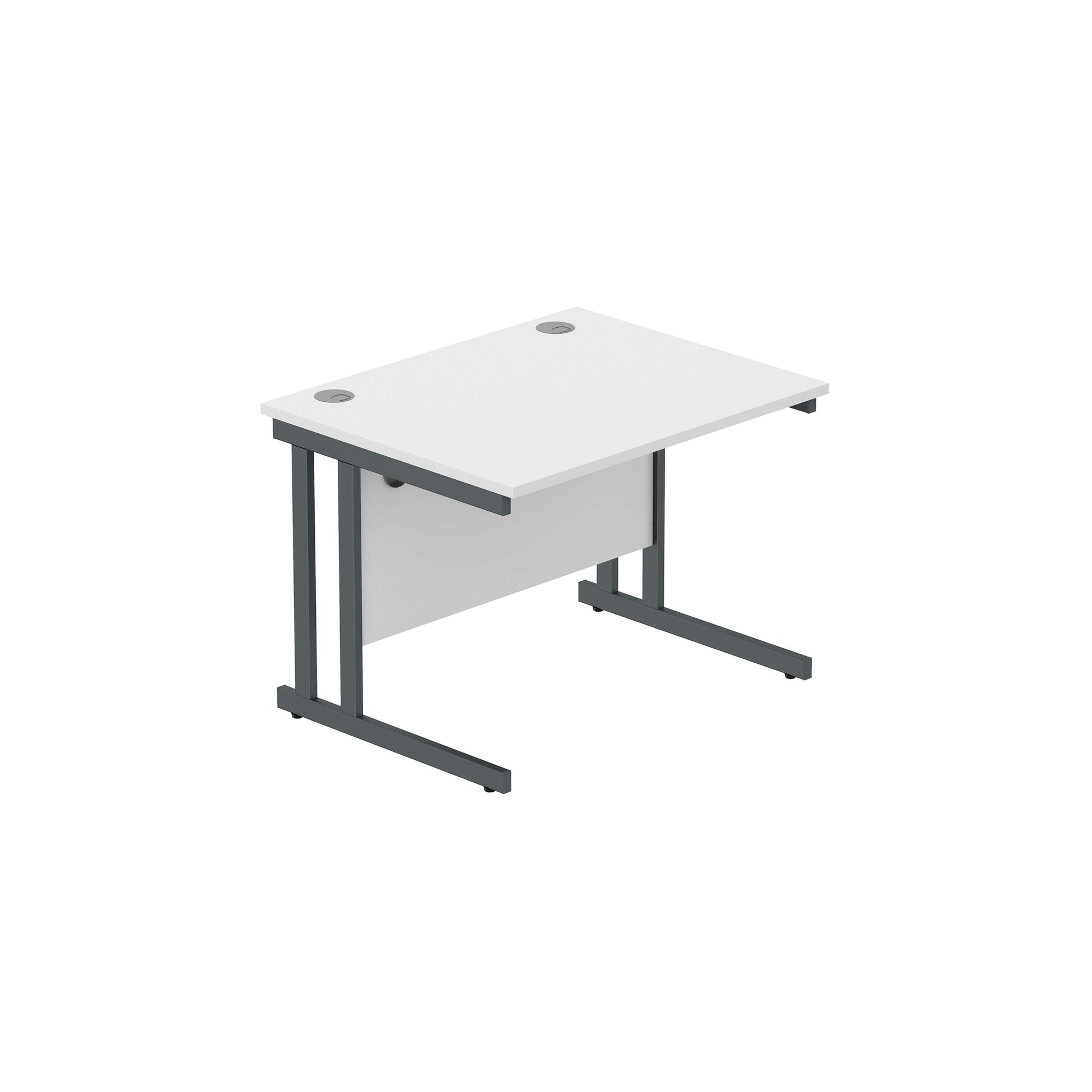 Office Rectangular Desk with Steel Double Upright Cantilever Frame (FSC) | 1000X800 | Arctic White/Graphite