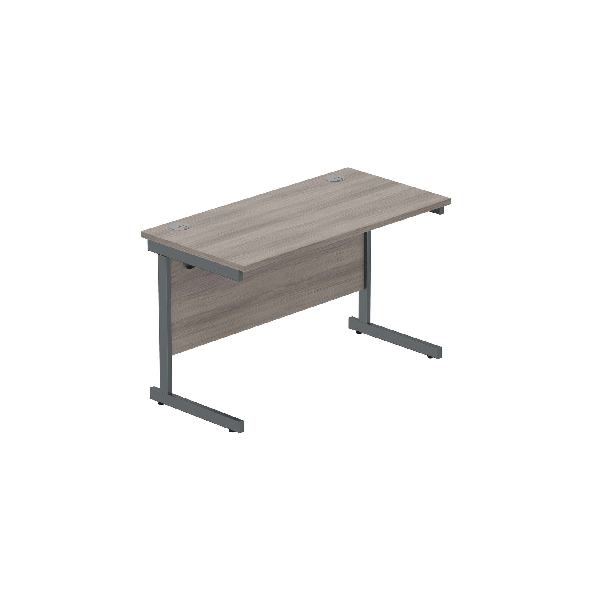 Office Rectangular Desk with Steel Single Upright Cantilever Frame (FSC) | 1200X600 | Alaskan Grey Oak/Graphite