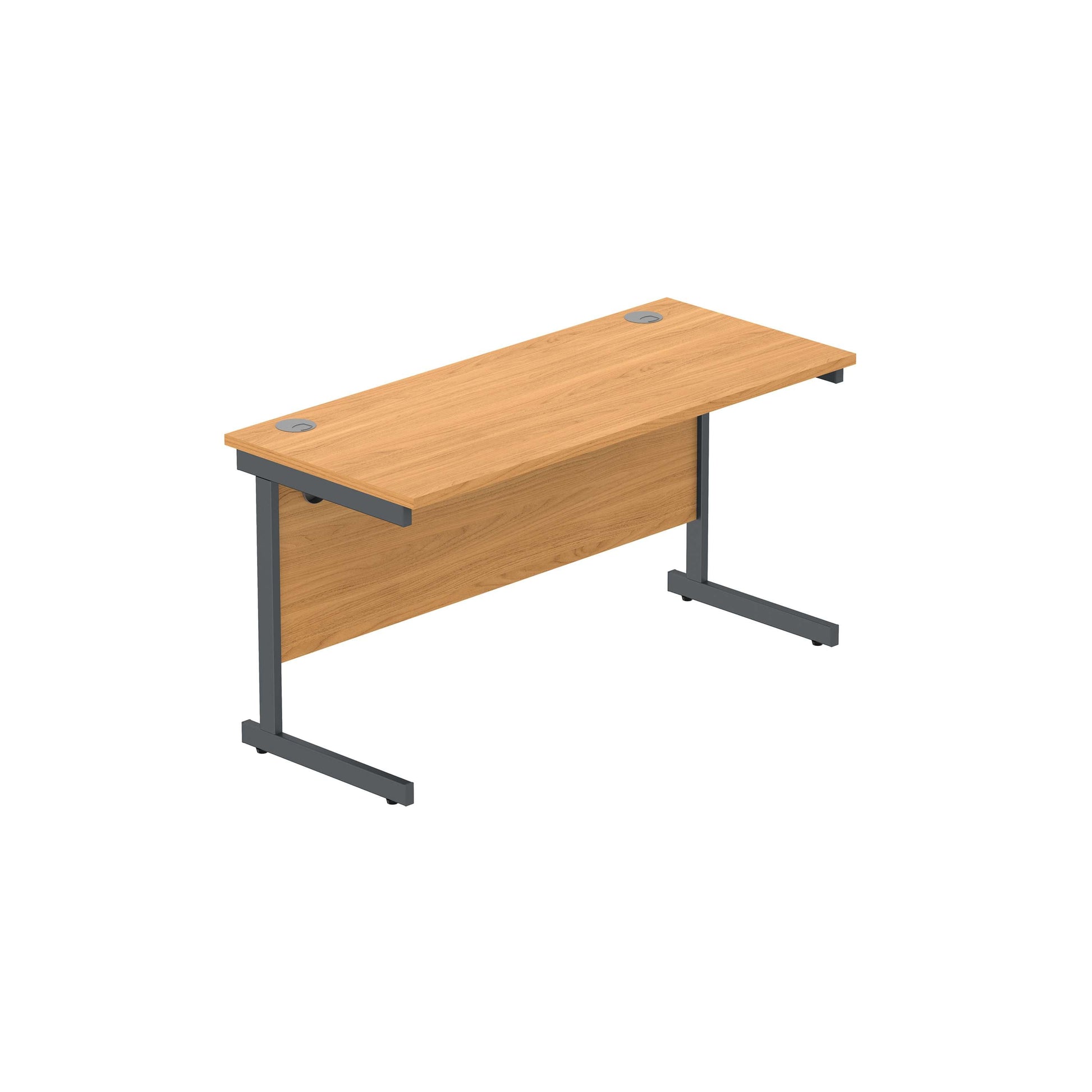 Office Rectangular Desk with Steel Single Upright Cantilever Frame (FSC) | 1400X600 | Norwegian Beech/Graphite