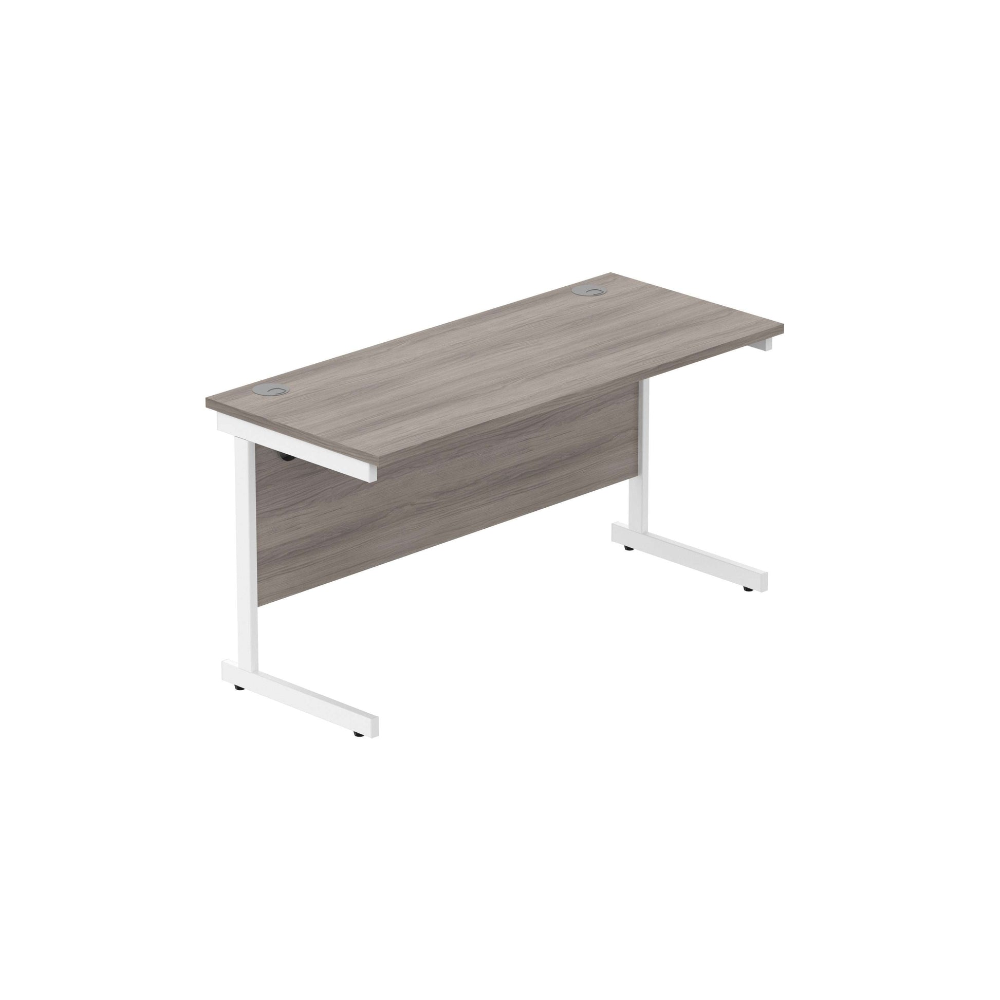 Office Rectangular Desk with Steel Single Upright Cantilever Frame (FSC) | 1400X600 | Alaskan Grey Oak/White
