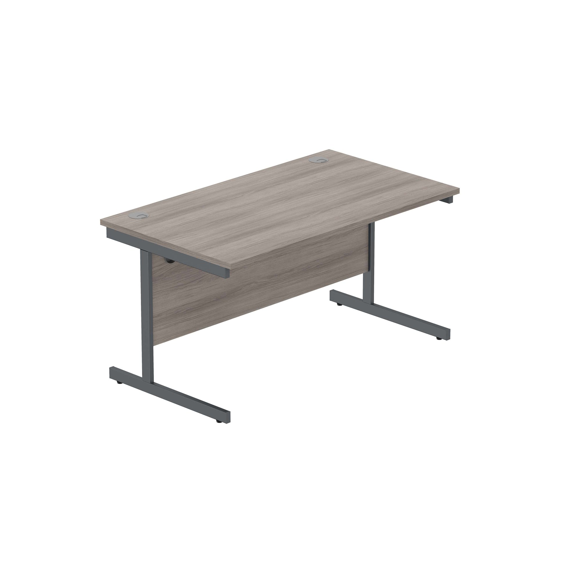 Office Rectangular Desk with Steel Single Upright Cantilever Frame (FSC) | 1400X800 | Alaskan Grey Oak/Graphite