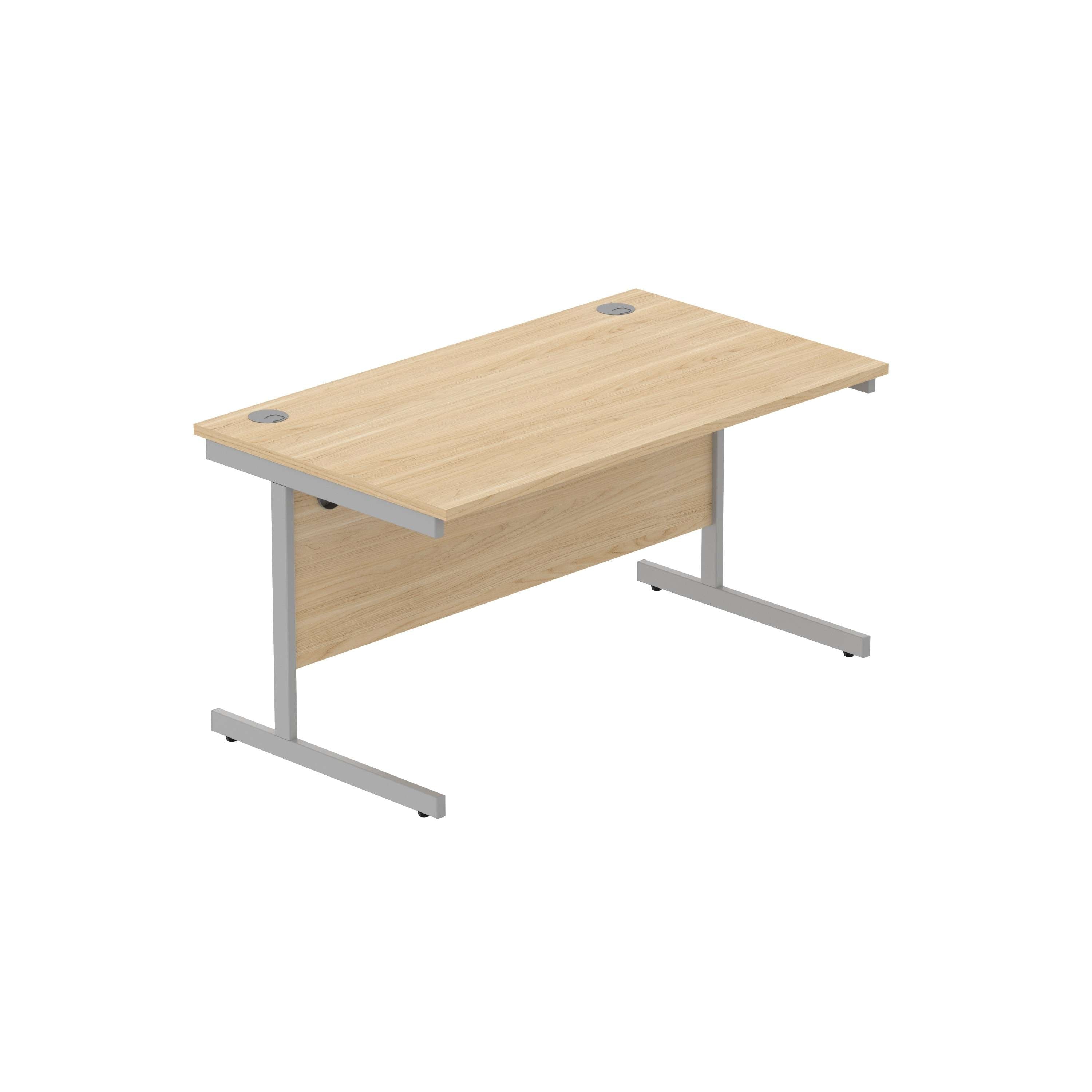 Office Rectangular Desk with Steel Single Upright Cantilever Frame (FSC) | 1400X800 | Canadian Oak/Silver