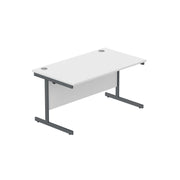 Office Rectangular Desk with Steel Single Upright Cantilever Frame (FSC) | 1400X800 | Arctic White/Graphite