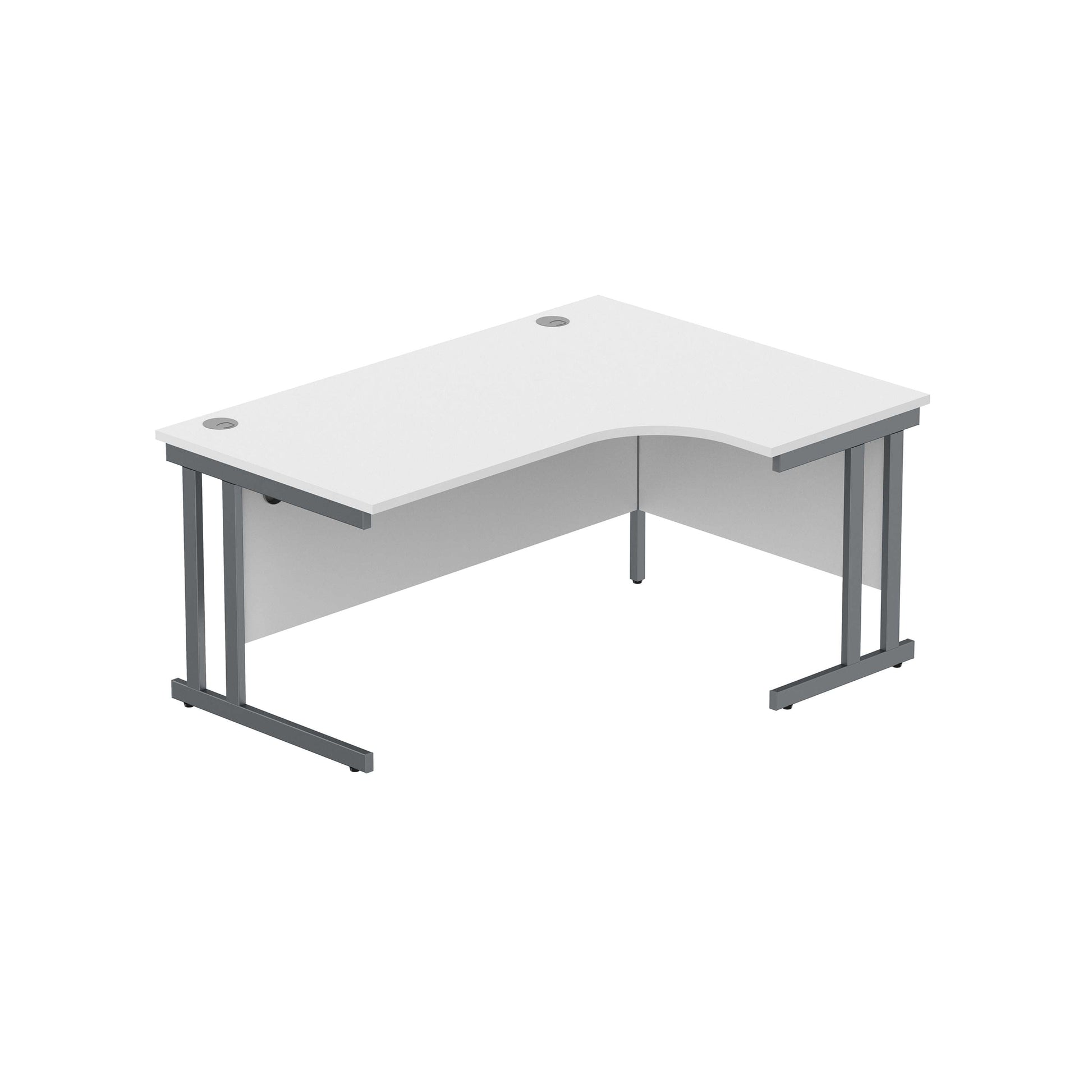 Office Right Hand Corner Desk with Steel Double Upright Cantilever Frame (FSC) | 1600X1200 | Arctic White/Graphite