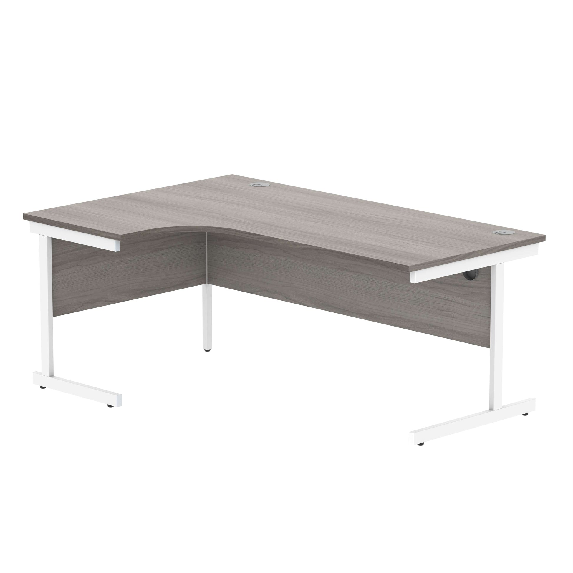 Office Left Hand Corner Desk with Steel Single Upright Cantilever Frame (FSC) | 1800X1200 | Alaskan Grey Oak/White