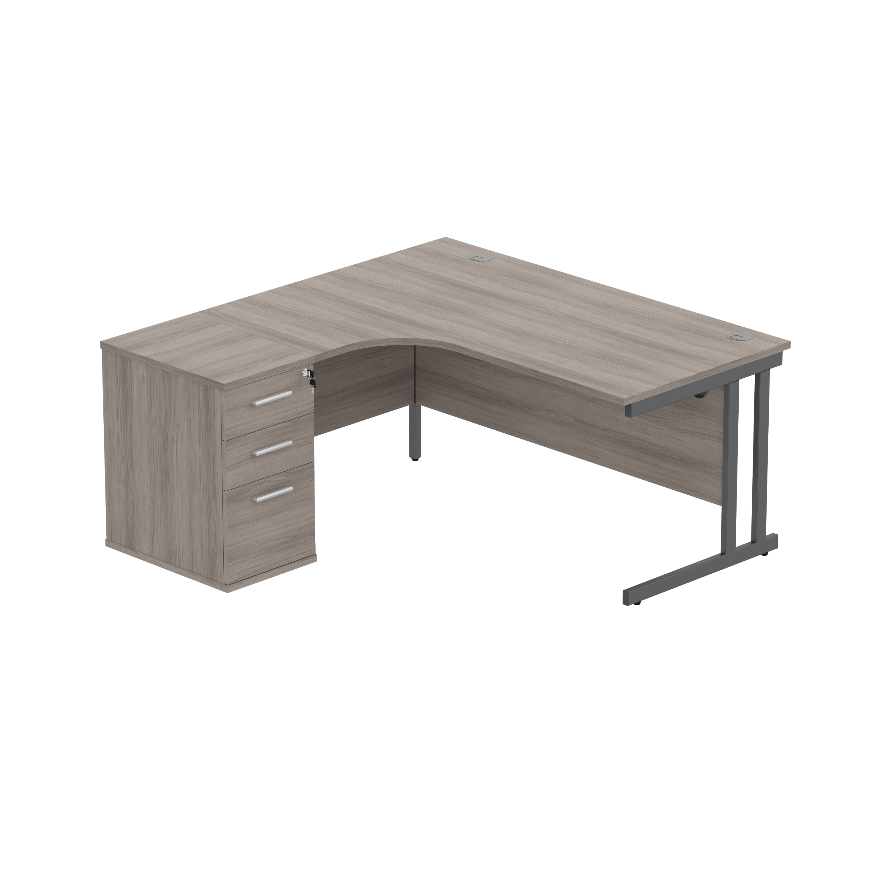 Double Upright Left Hand Radial Desk + Desk High Pedestal (FSC)