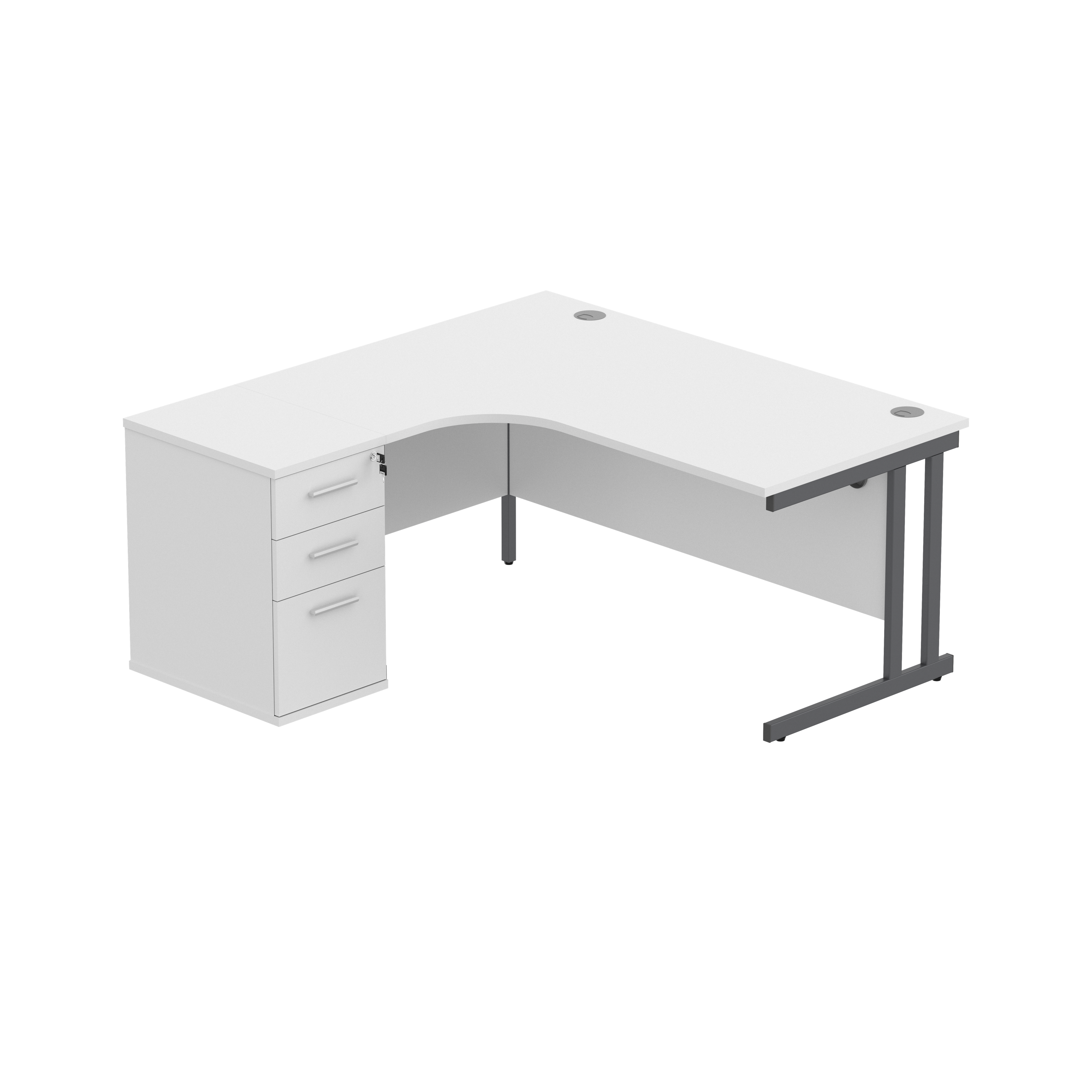Double Upright Left Hand Radial Desk + Desk High Pedestal (FSC)