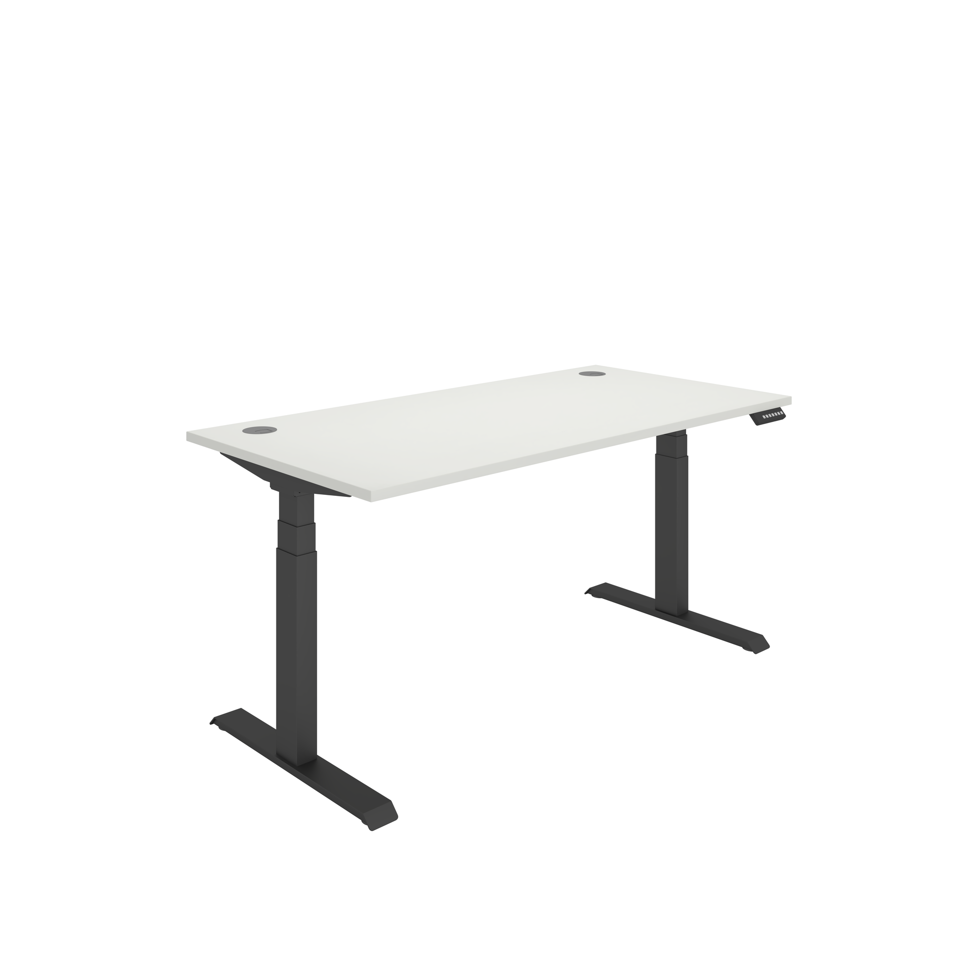 Office Rectangular Dual Motor Sit Stand Desk (FSC) | 1600X800 | White/Black