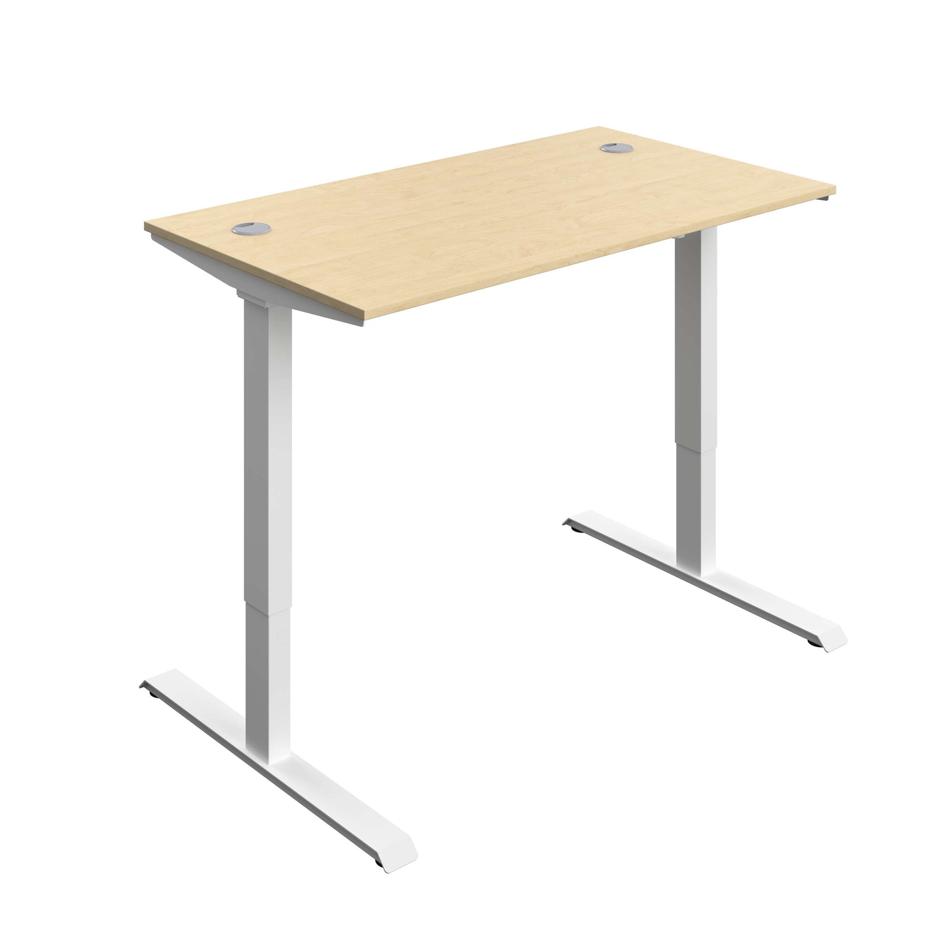 Economy Single Motor Sit Stand Desk (FSC) | 1400 X 800 | Maple/White