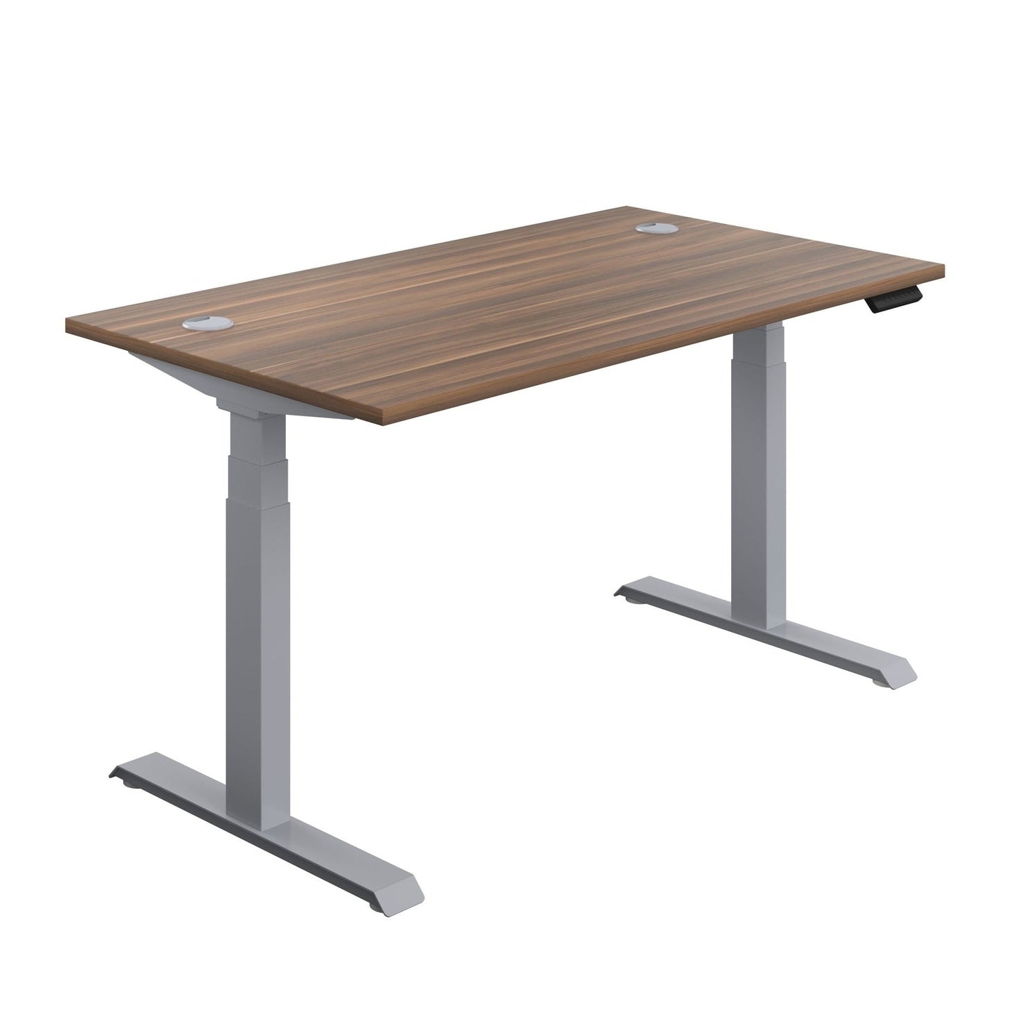 Economy Sit Stand Desk (FSC) | 1600 X 800 | Dark Walnut/Silver