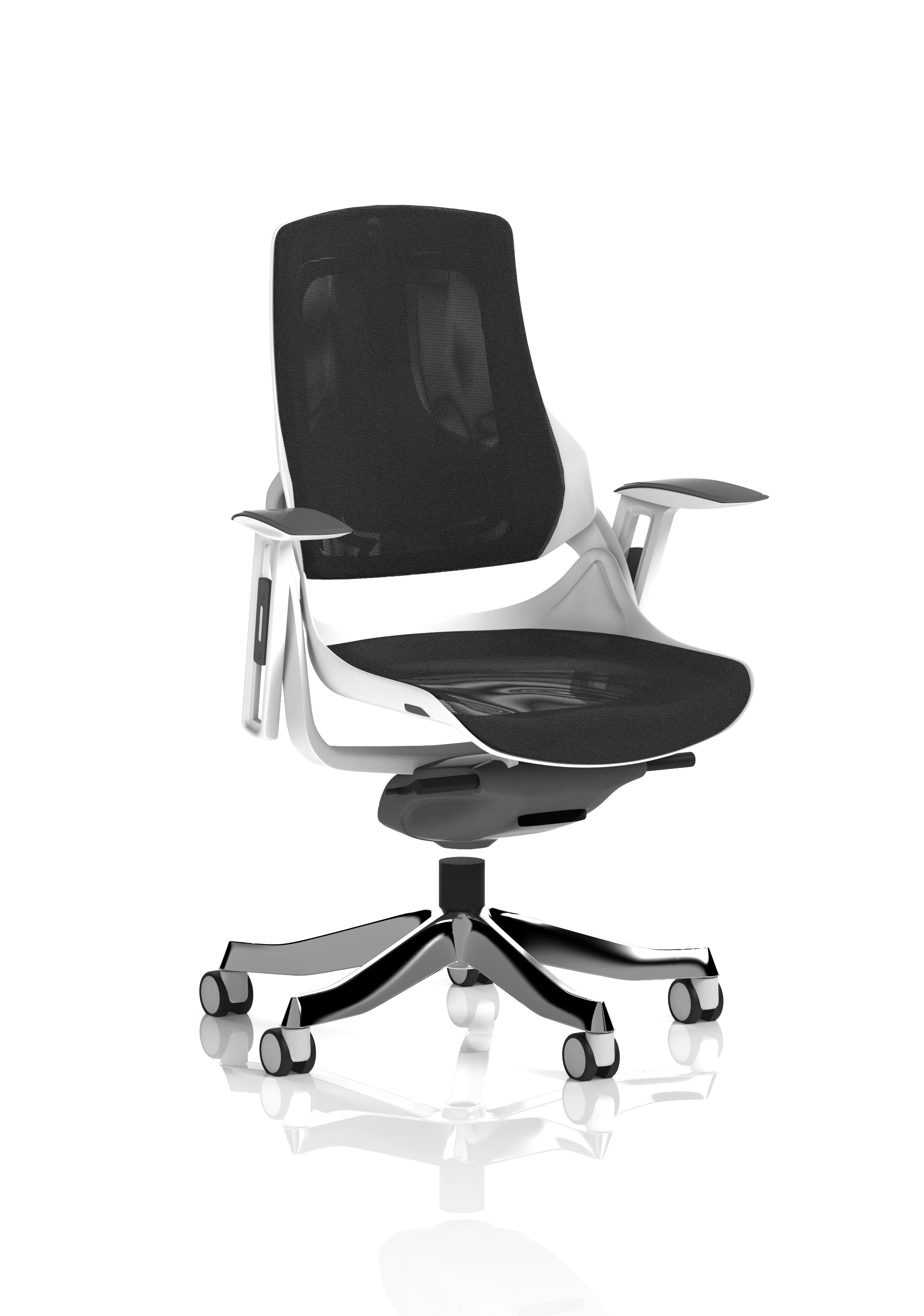 Zure High Back White Shell Fabric Executive Office Chair with Arms