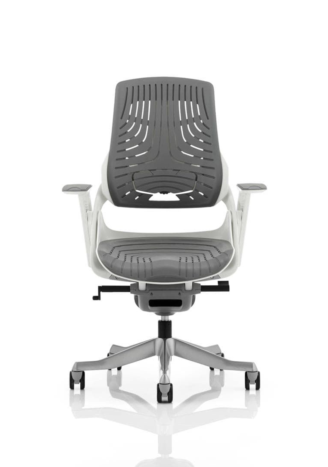 Zure High Back White Shell Elastomer Executive Office Chair with Arms