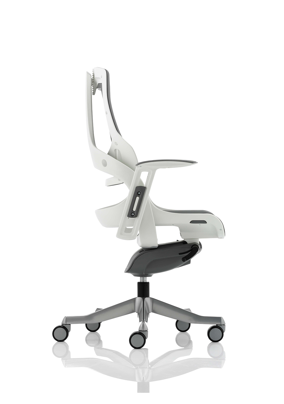 Zure High Back White Shell Elastomer Executive Office Chair with Arms