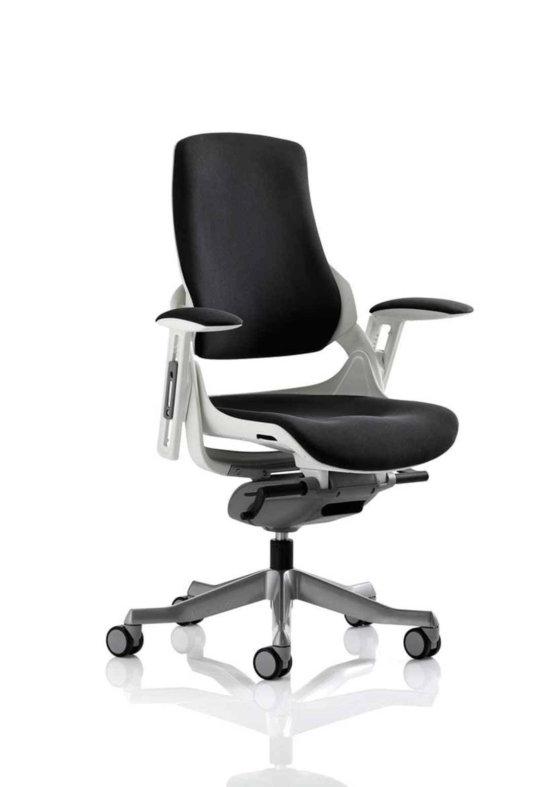 Zure High Back White Shell Fabric Executive Office Chair with Arms