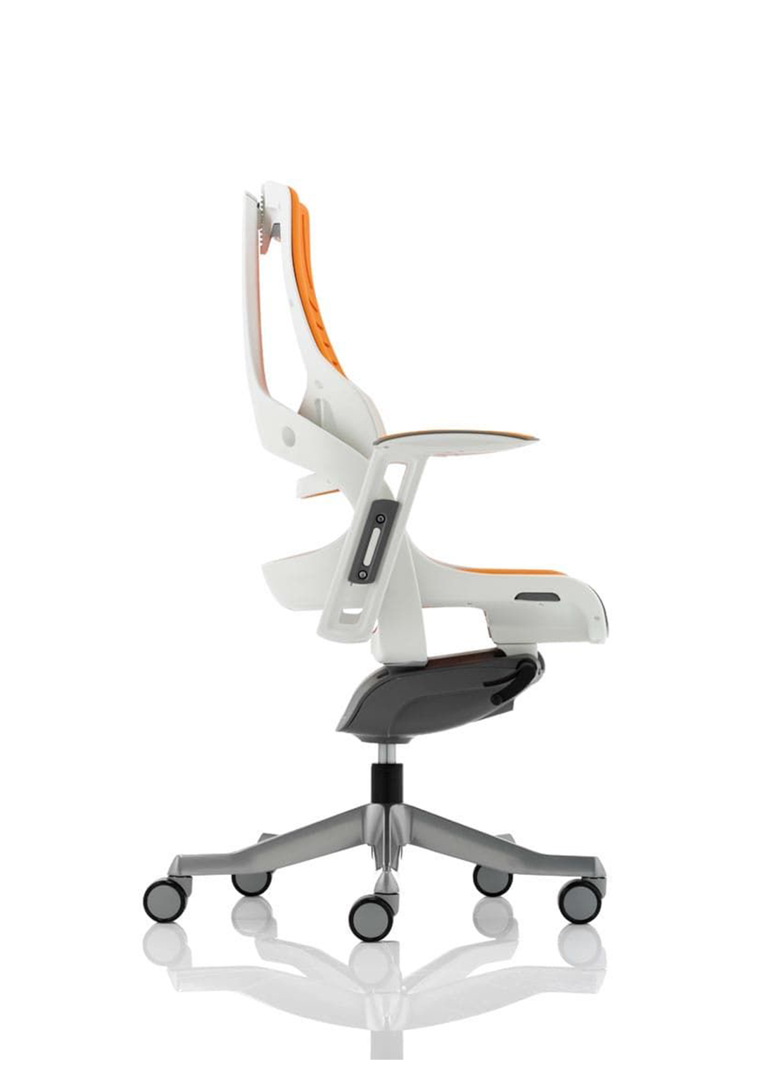 Zure High Back White Shell Elastomer Executive Office Chair with Arms
