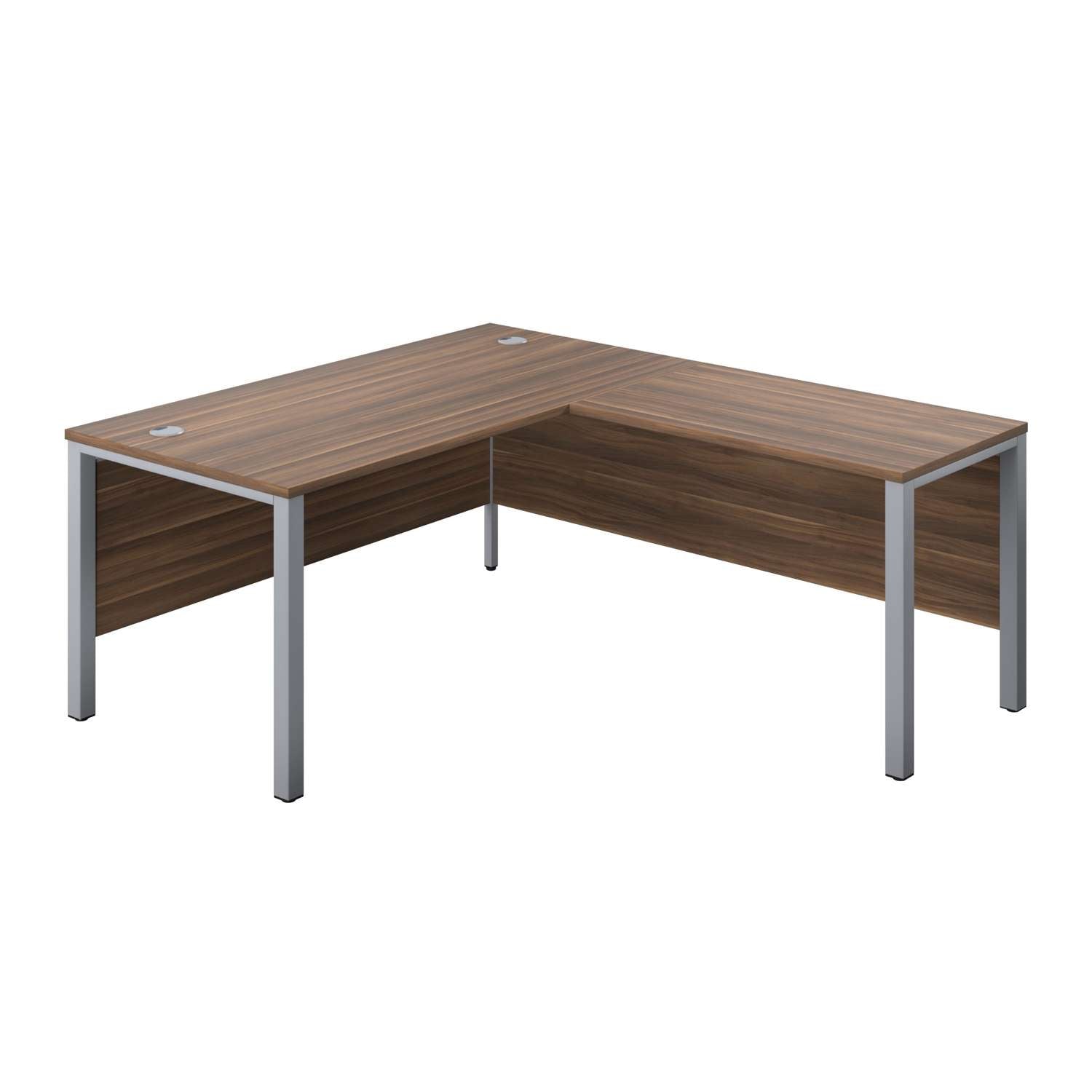 Goal Post Right Hand Return Desk (FSC) | 1600X800 | Dark Walnut/Silver