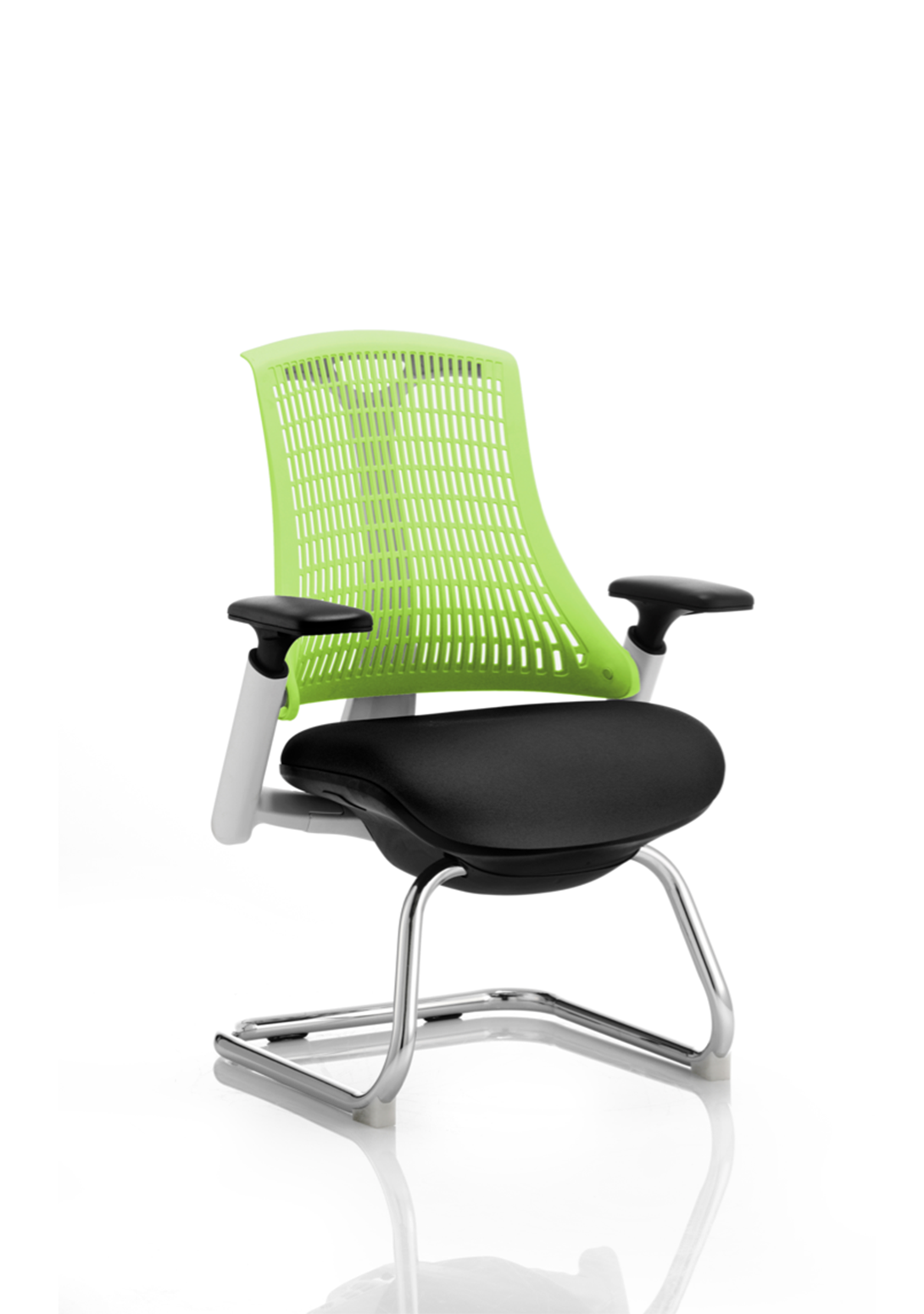 Flex Medium Back Cantilever Visitor Chair White Frame with Arms