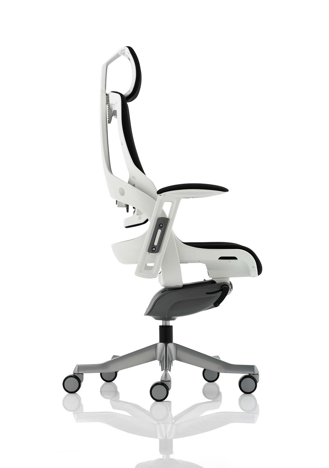 Zure High Back White Shell Fabric Executive Office Chair with Arms
