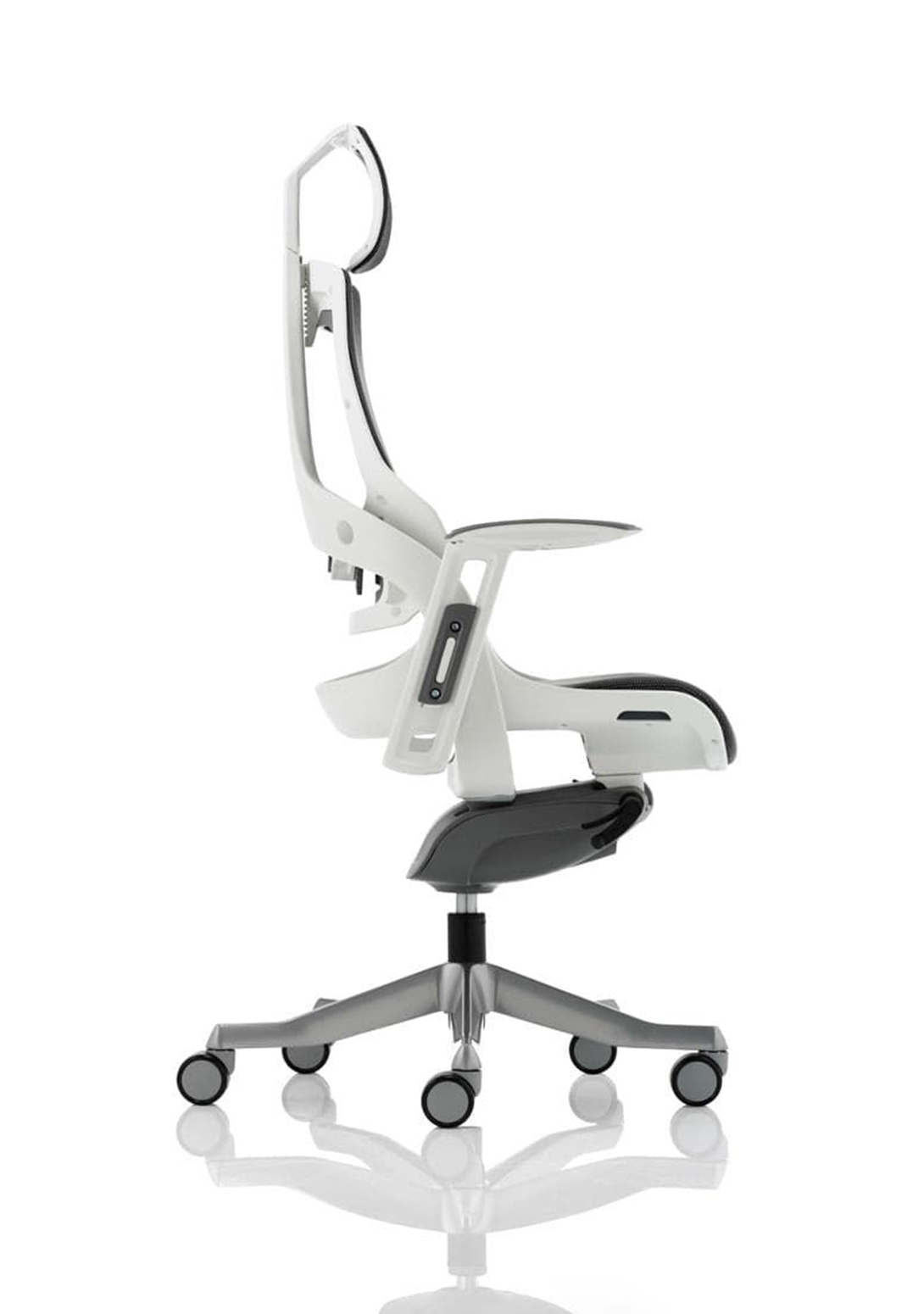 Zure High Back White Shell Fabric Executive Office Chair with Arms