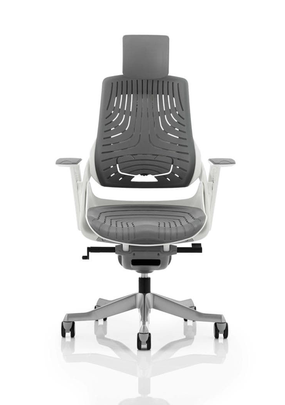 Zure High Back White Shell Elastomer Executive Office Chair with Arms