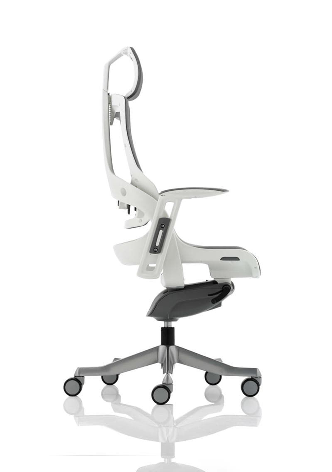 Zure High Back White Shell Elastomer Executive Office Chair with Arms