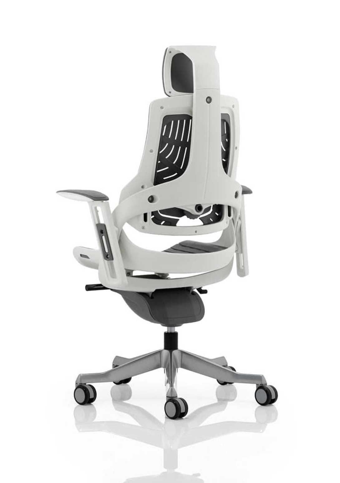 Zure High Back White Shell Elastomer Executive Office Chair with Arms