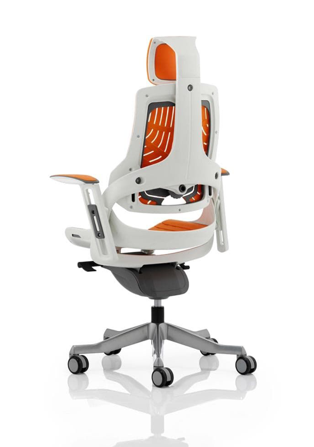 Zure High Back White Shell Elastomer Executive Office Chair with Arms