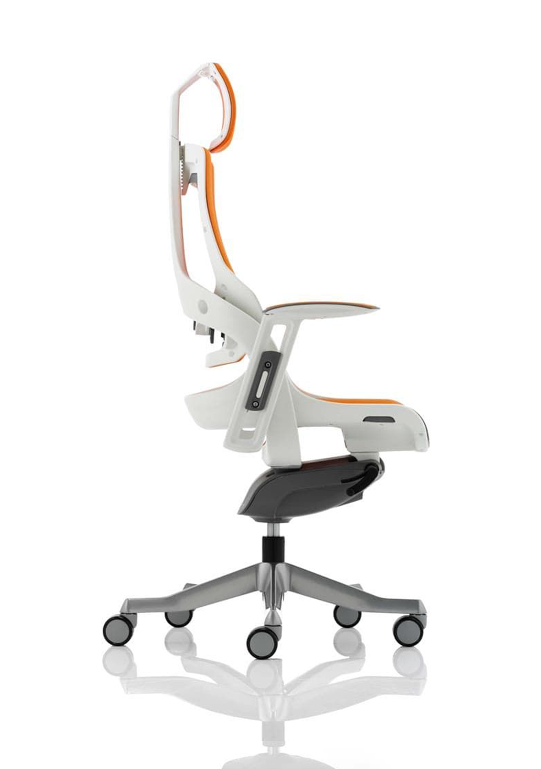 Zure High Back White Shell Elastomer Executive Office Chair with Arms