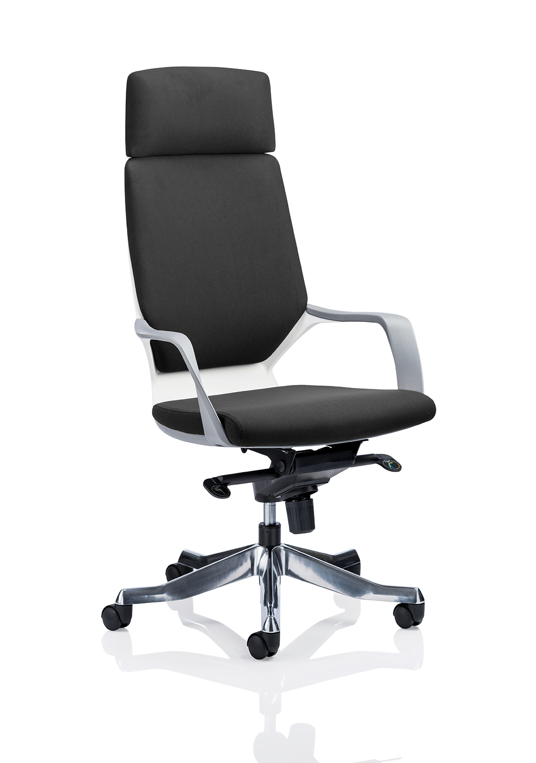 Xenon Executive White Shell High Back With Headrest Black Fabric