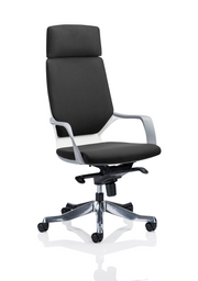 Xenon Executive White Shell High Back With Headrest Black Fabric