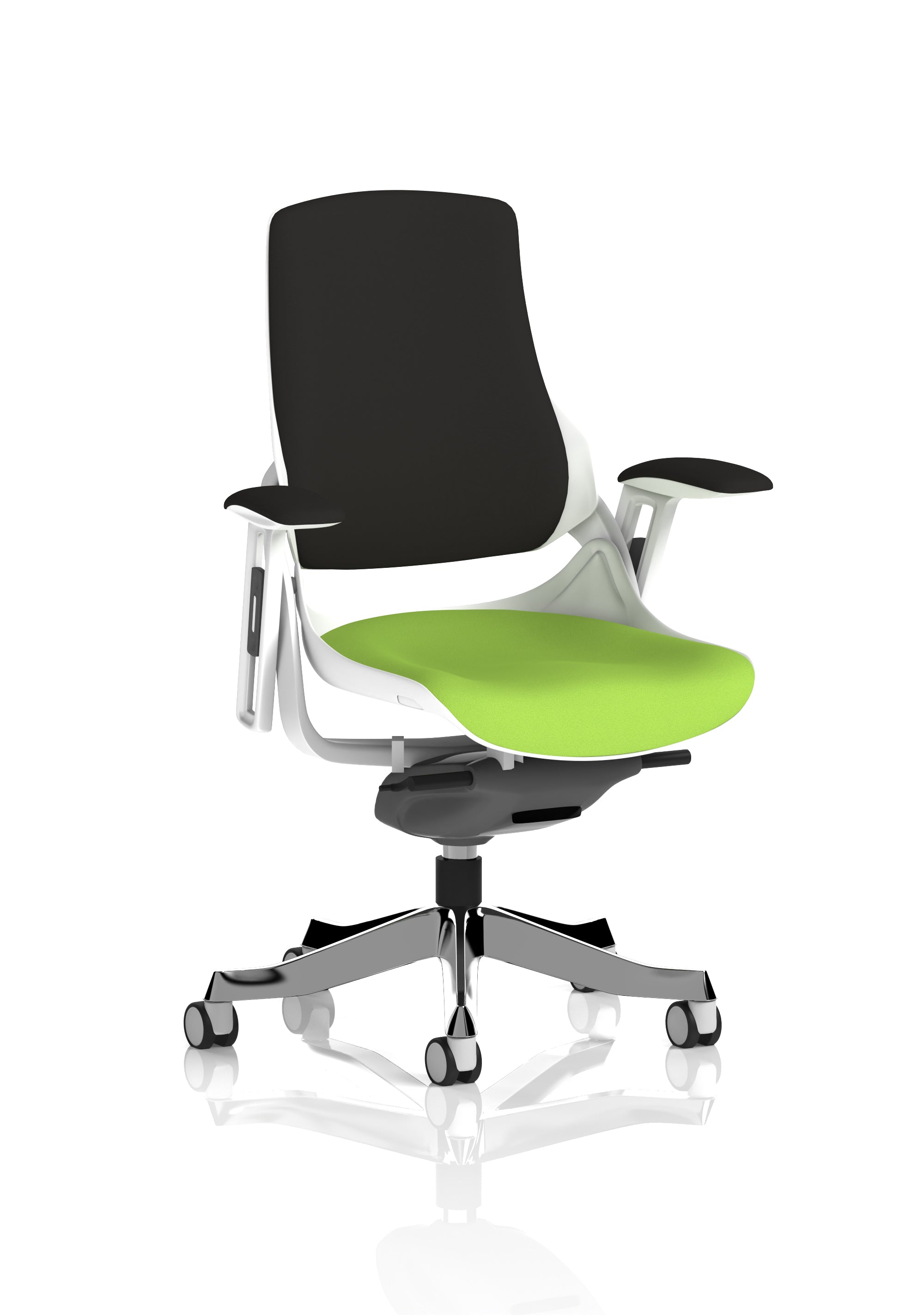 Zure High Back White Shell Fabric Executive Office Chair with Arms