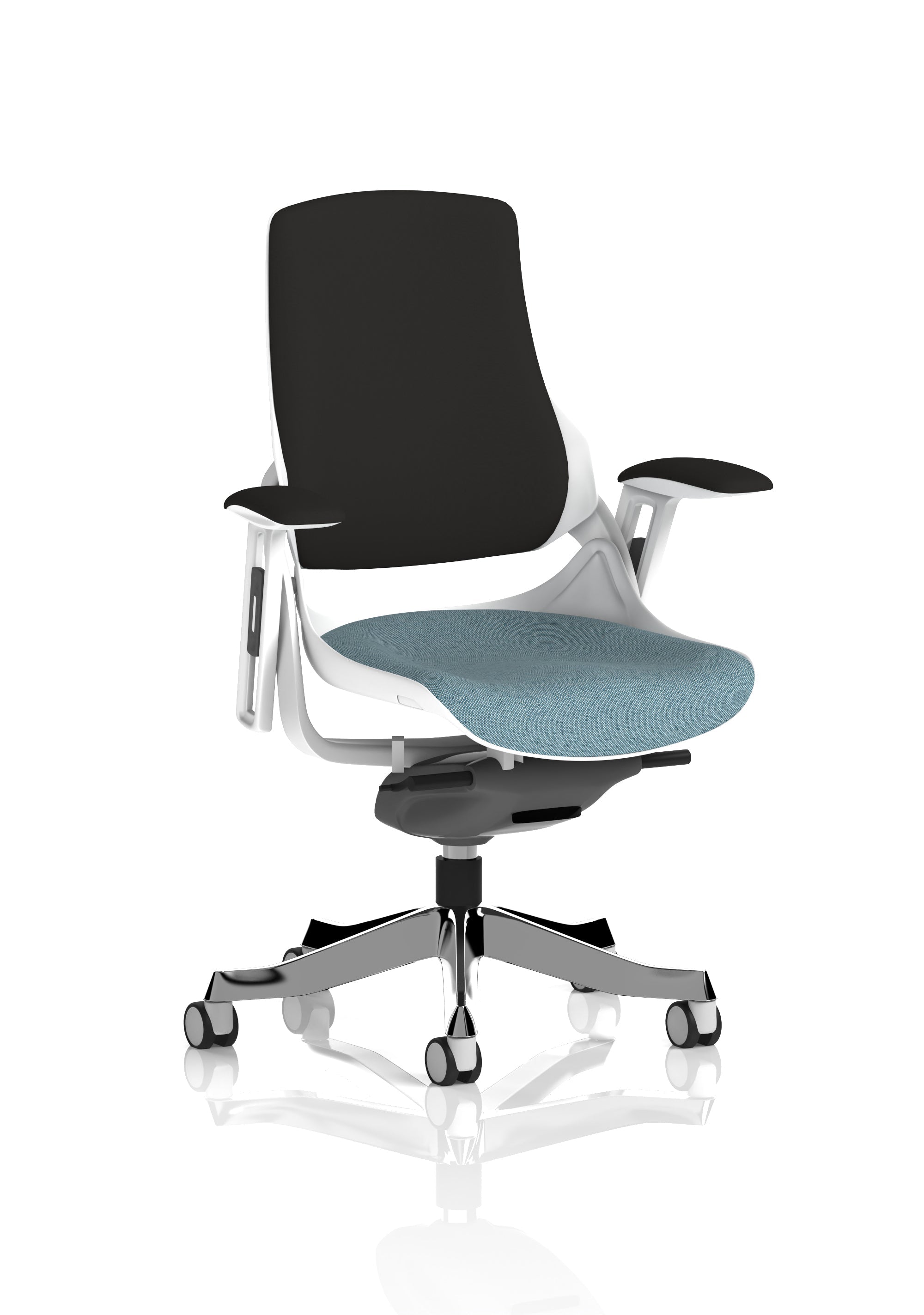 Zure High Back White Shell Fabric Executive Office Chair with Arms