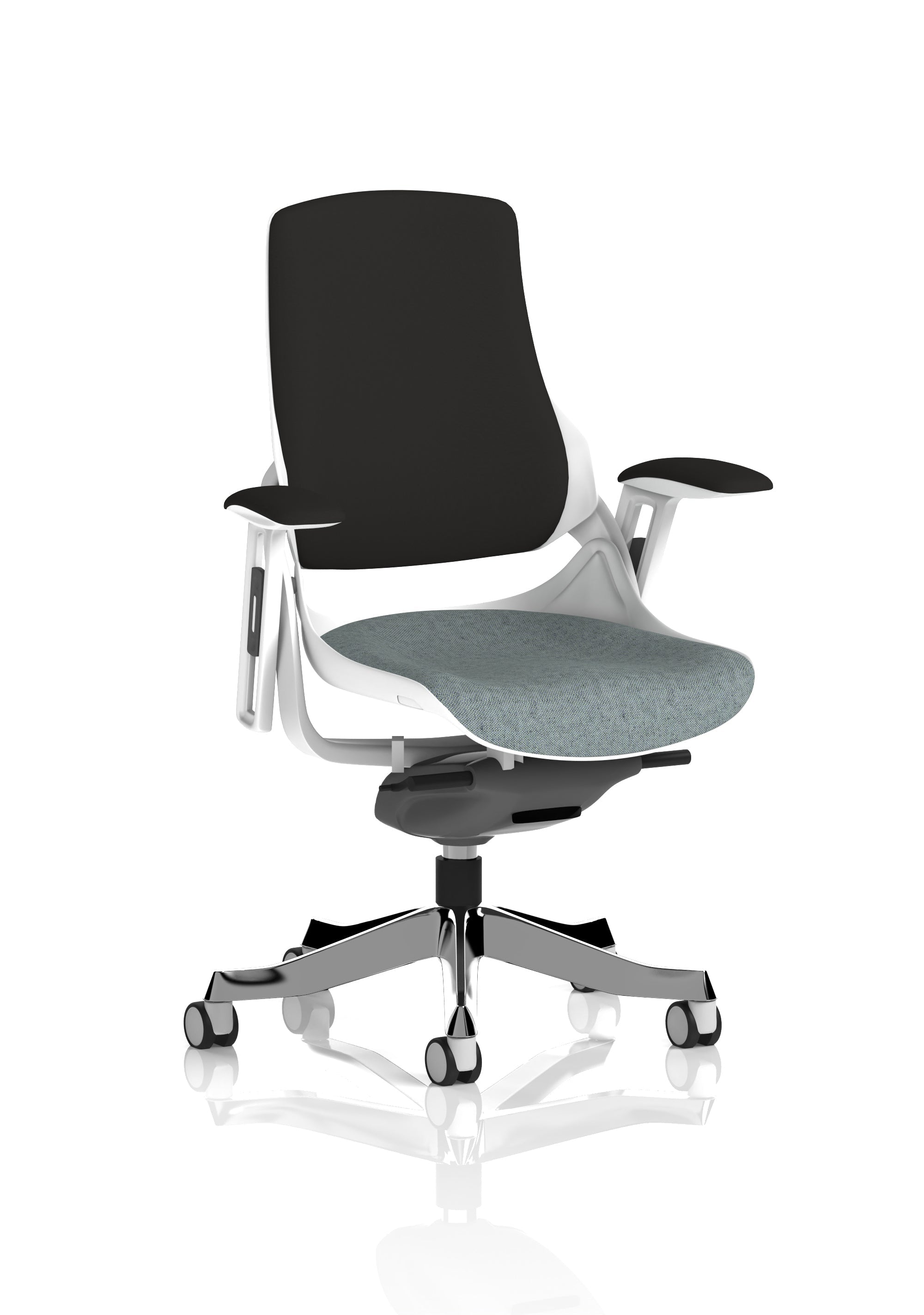 Zure High Back White Shell Fabric Executive Office Chair with Arms