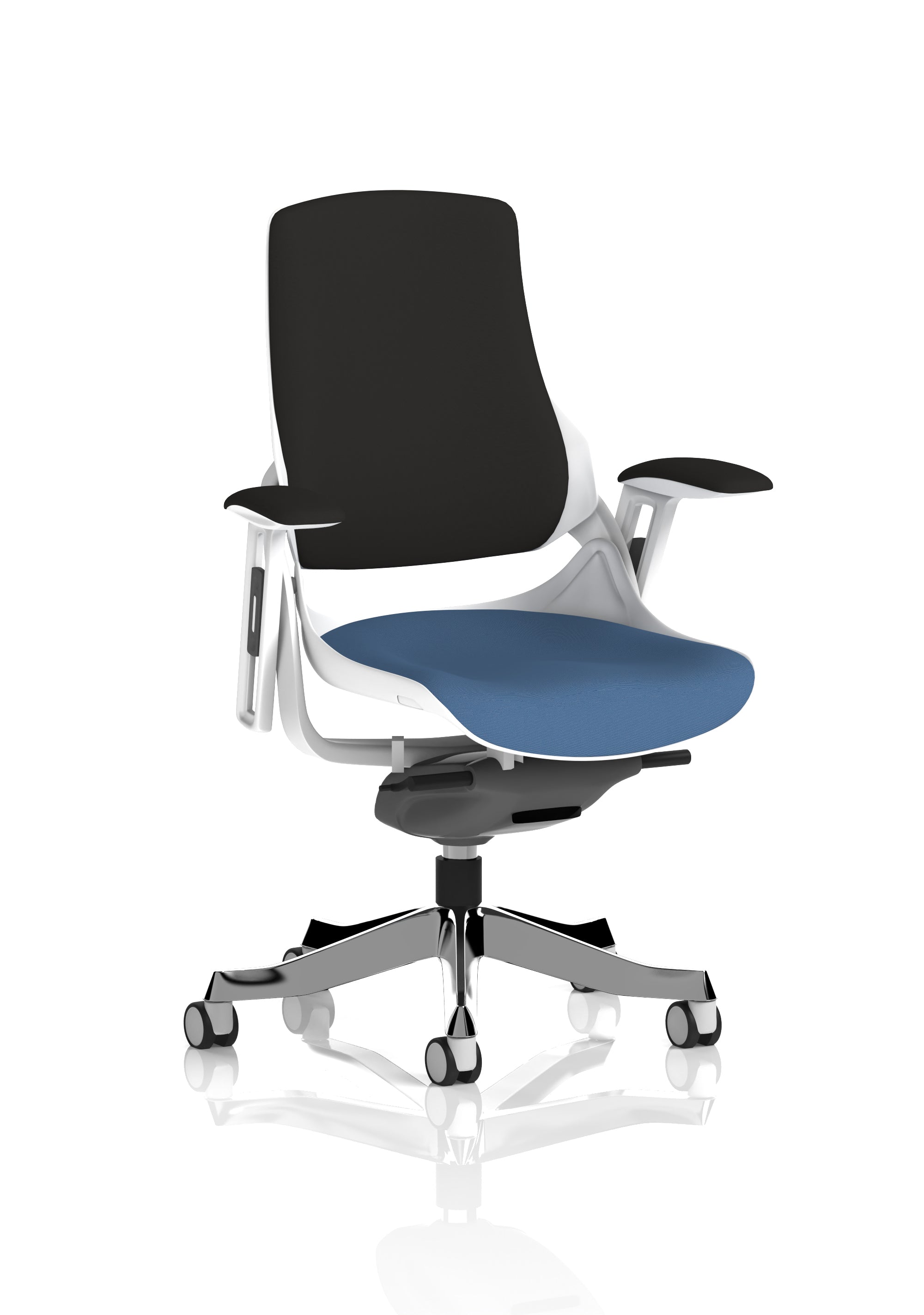 Zure High Back White Shell Fabric Executive Office Chair with Arms