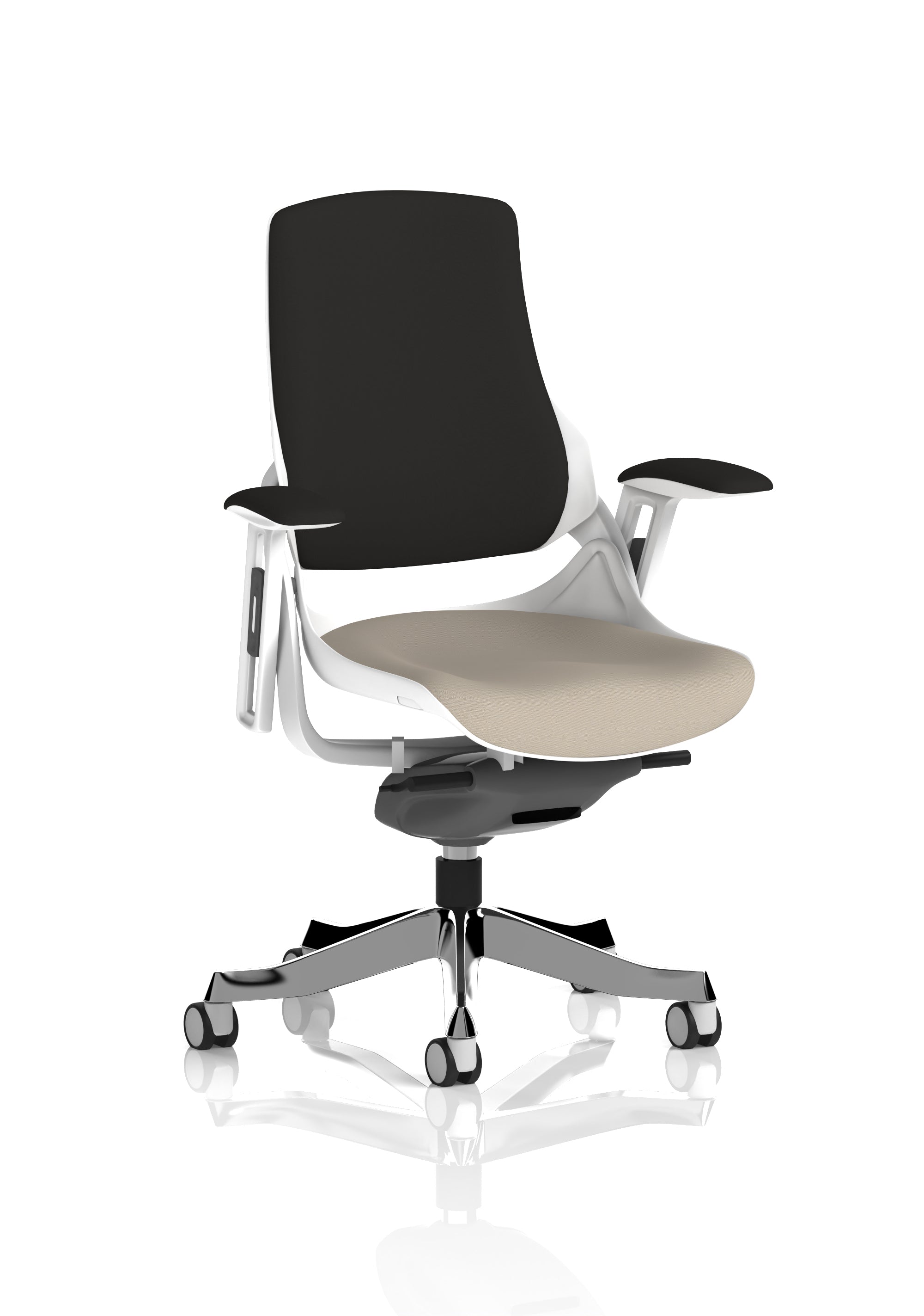 Zure High Back White Shell Fabric Executive Office Chair with Arms