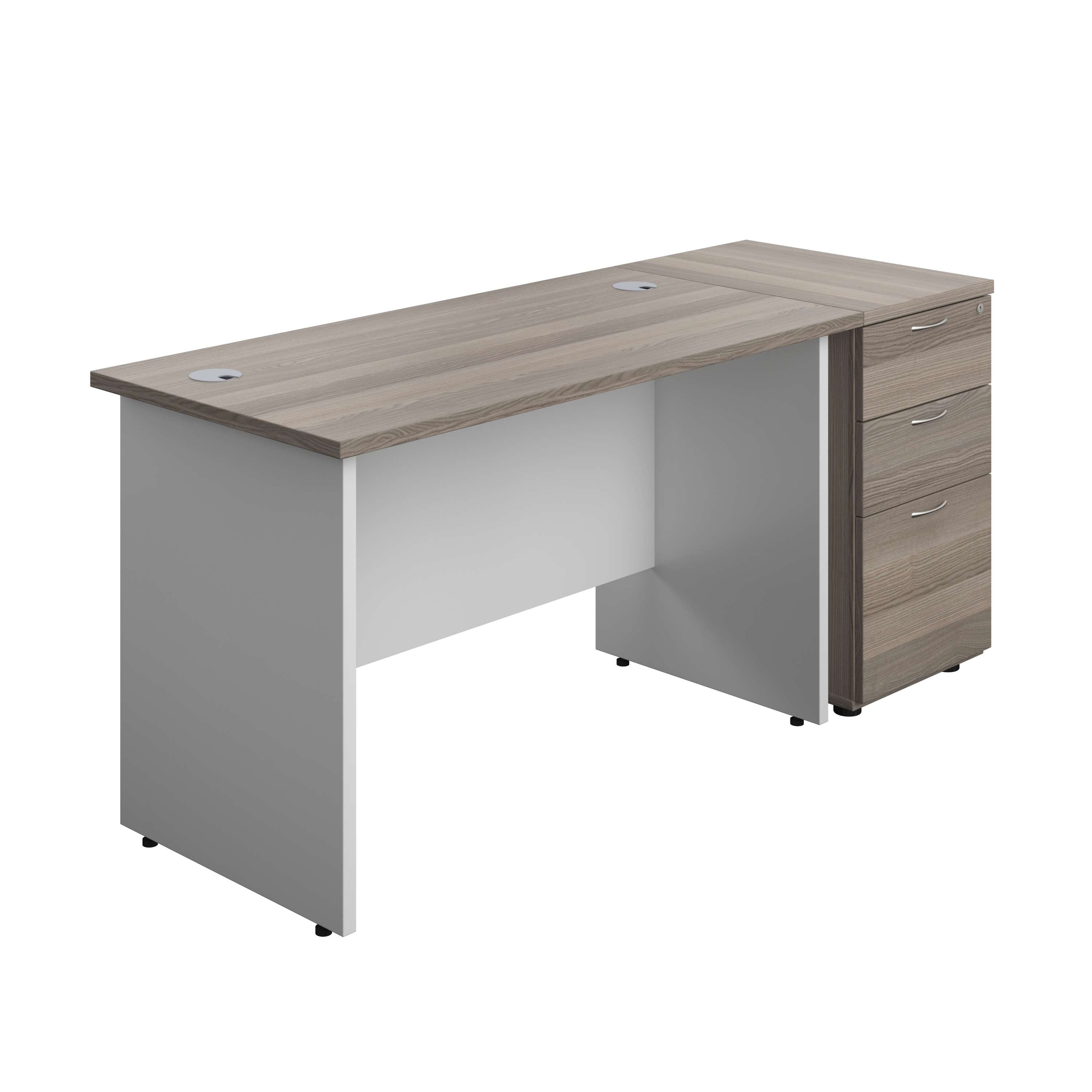 Panel Plus Rectangular Desk + Matching 3 Drawer Desk High Pedestal Bundle (FSC)