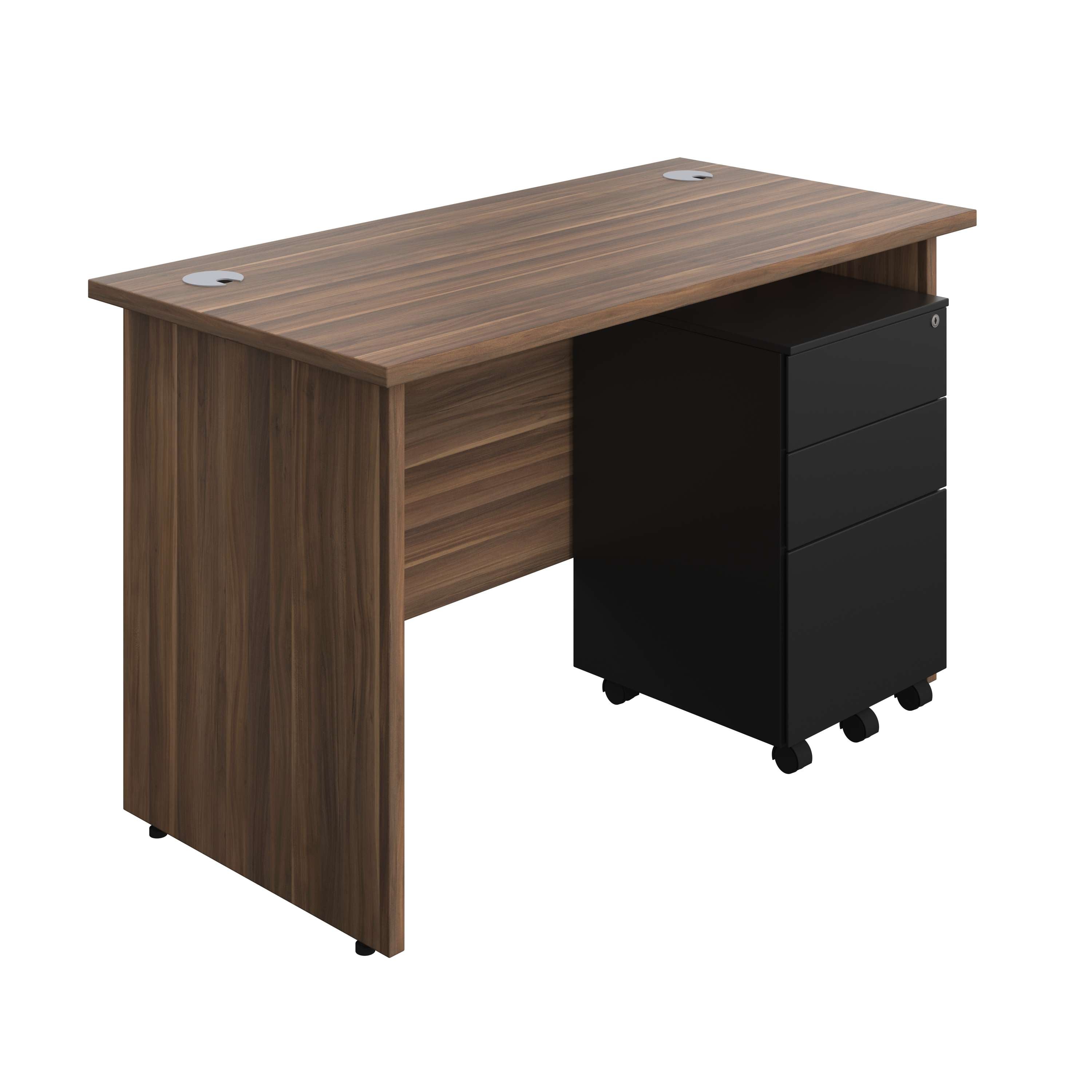 Panel Rectangular Desk + 3 Drawer Steel Pedestal Bundle (FSC) 600