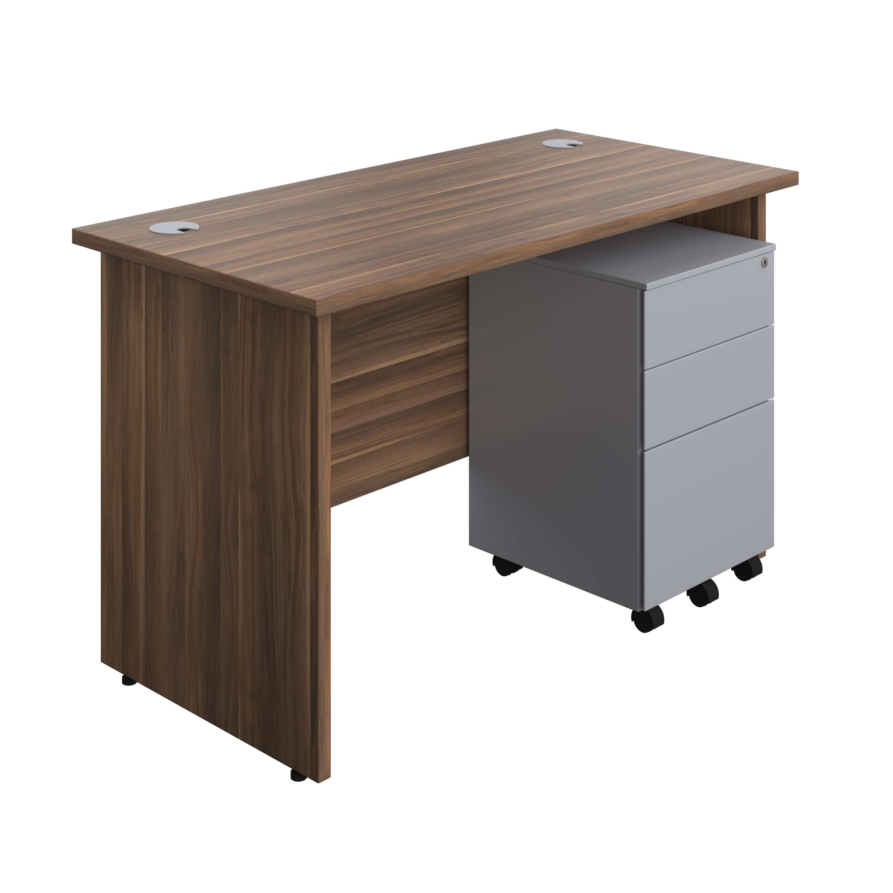 Panel Rectangular Desk + 3 Drawer Steel Pedestal Bundle (FSC) 600