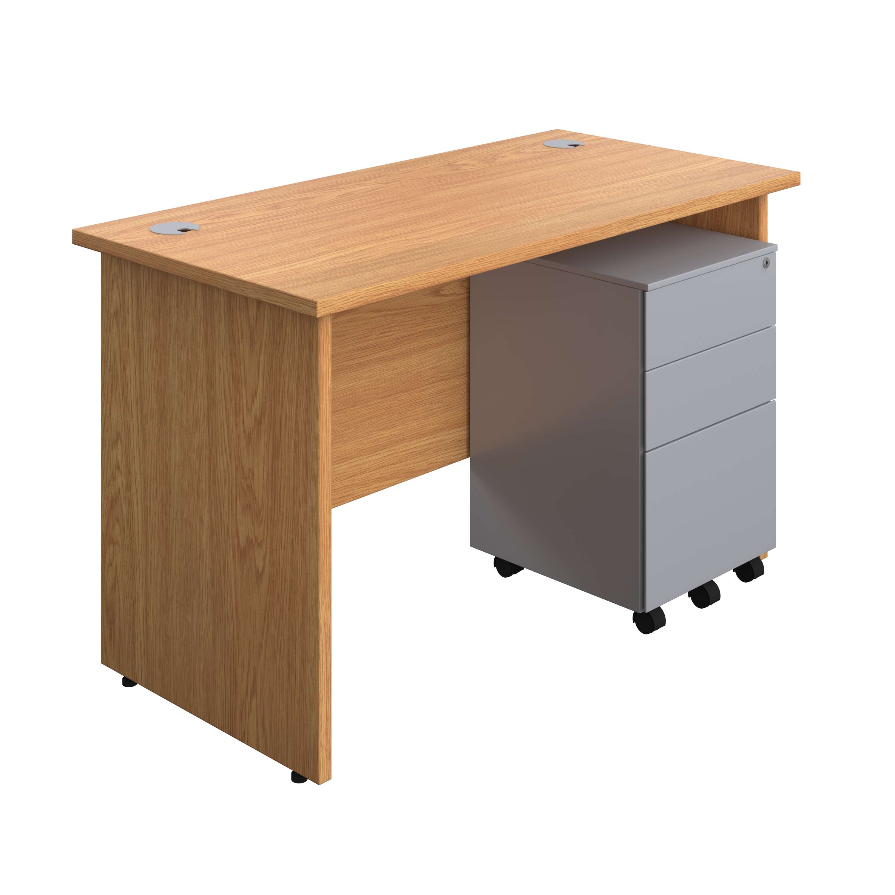 Panel Rectangular Desk + 3 Drawer Steel Pedestal Bundle (FSC) 600