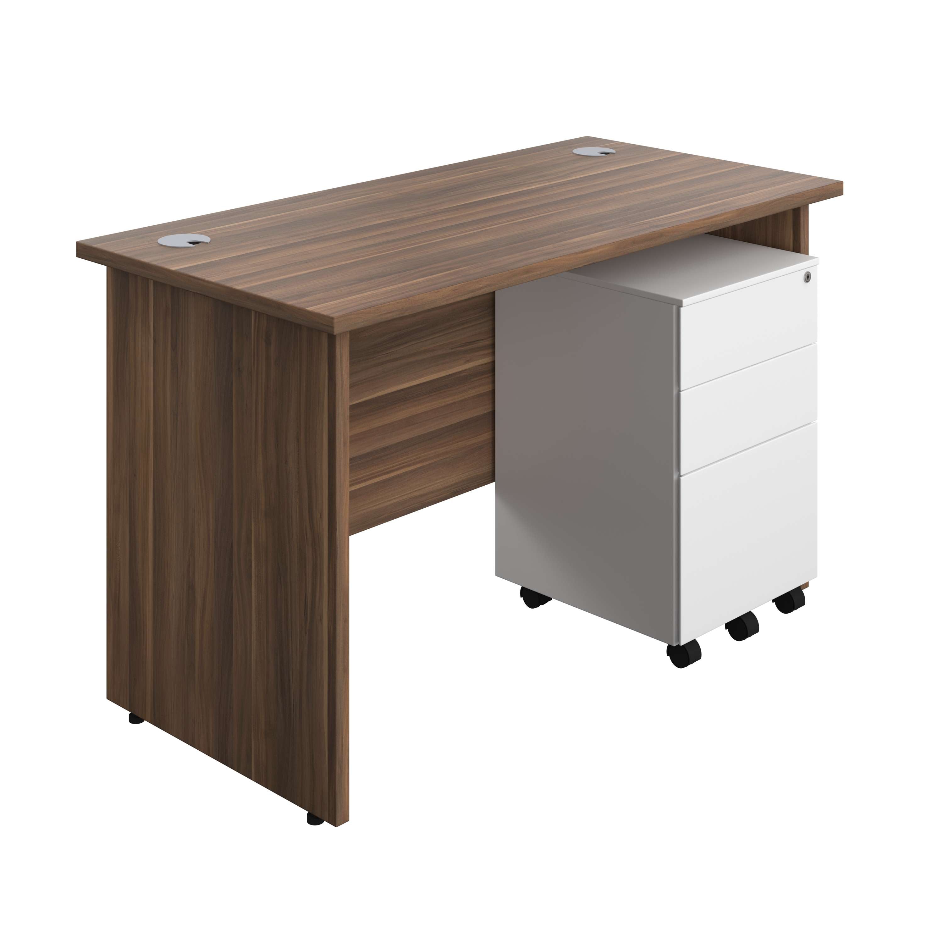 Panel Rectangular Desk + 3 Drawer Steel Pedestal Bundle (FSC) 600