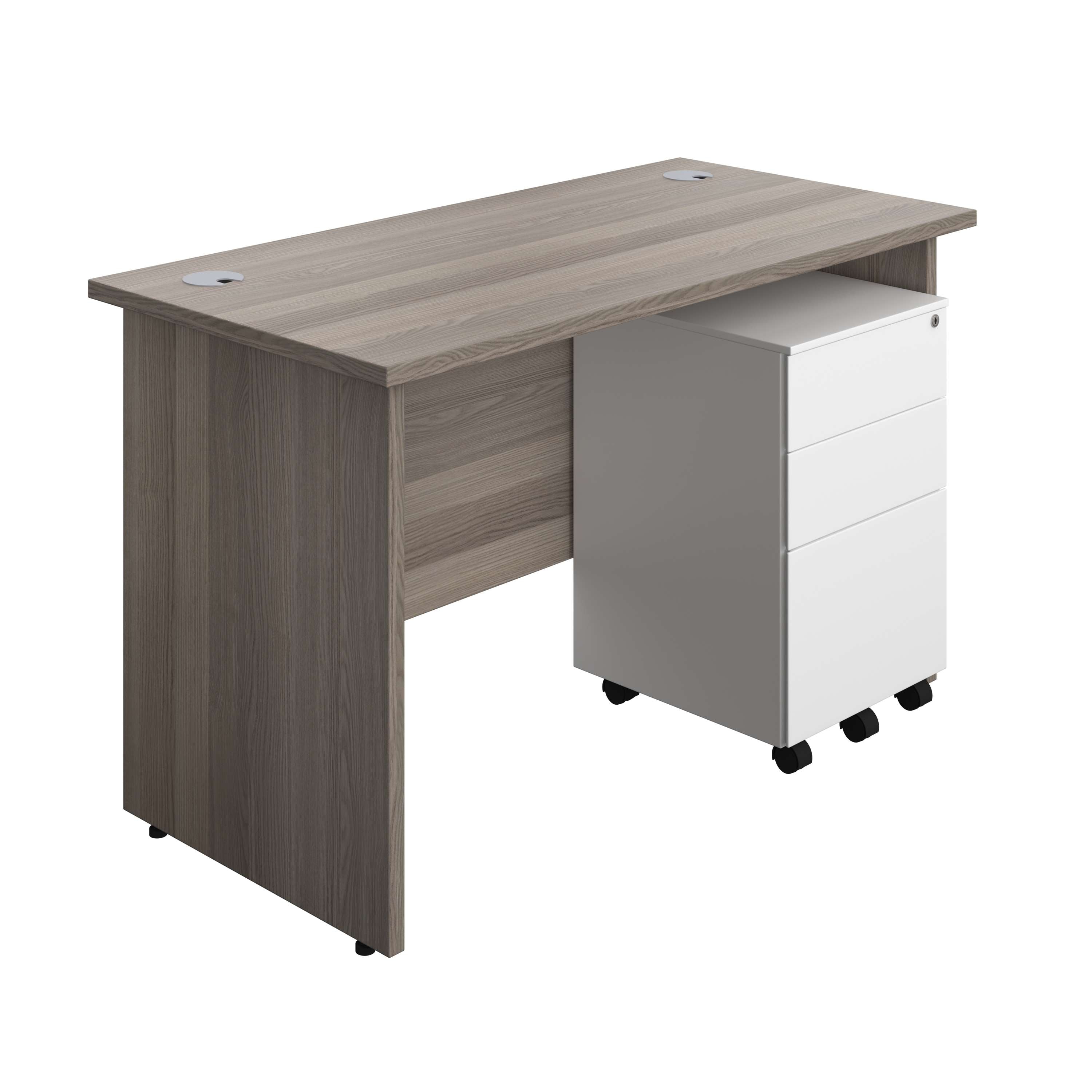 Panel Rectangular Desk + 3 Drawer Steel Pedestal Bundle (FSC) 600