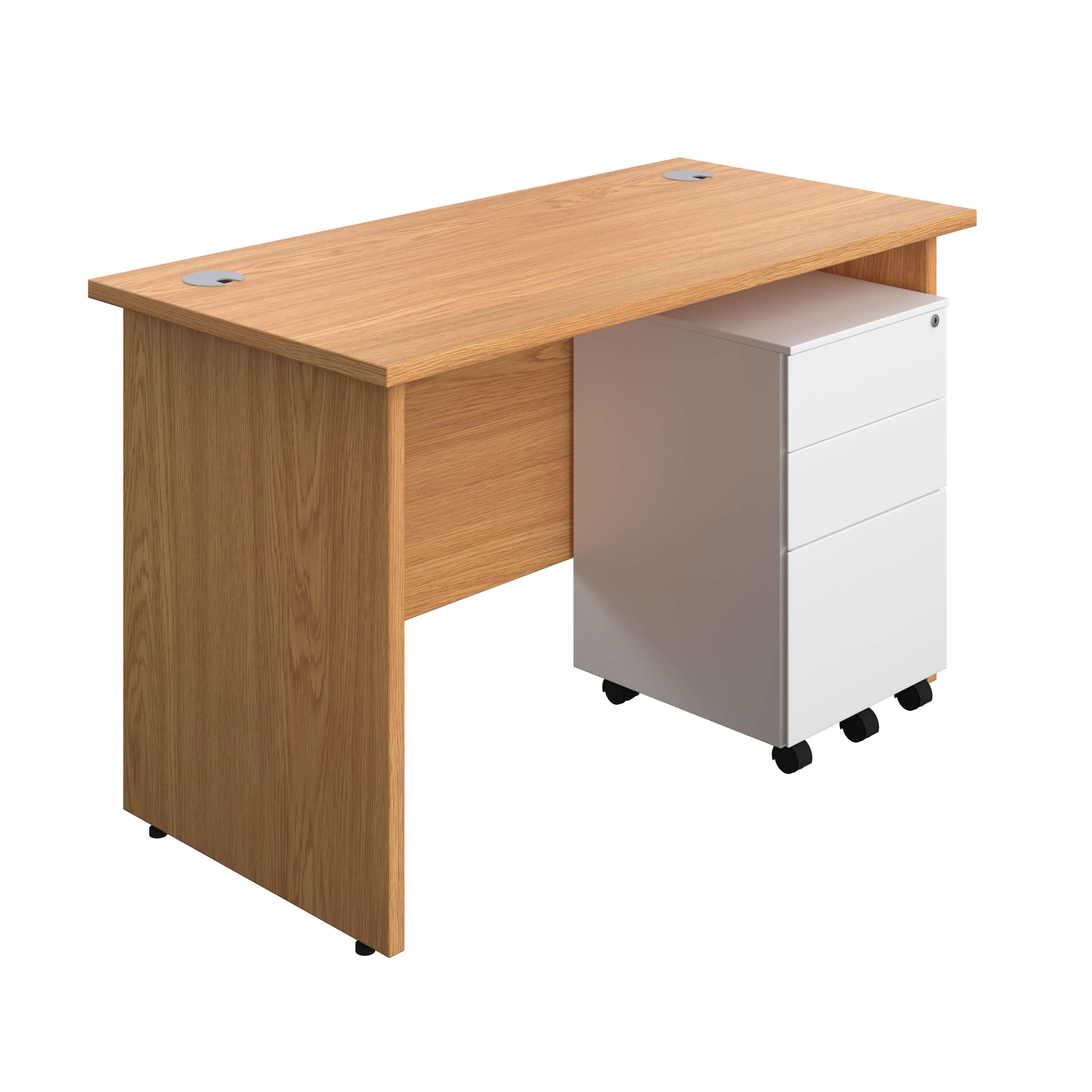 Panel Rectangular Desk + 3 Drawer Steel Pedestal Bundle (FSC) 600