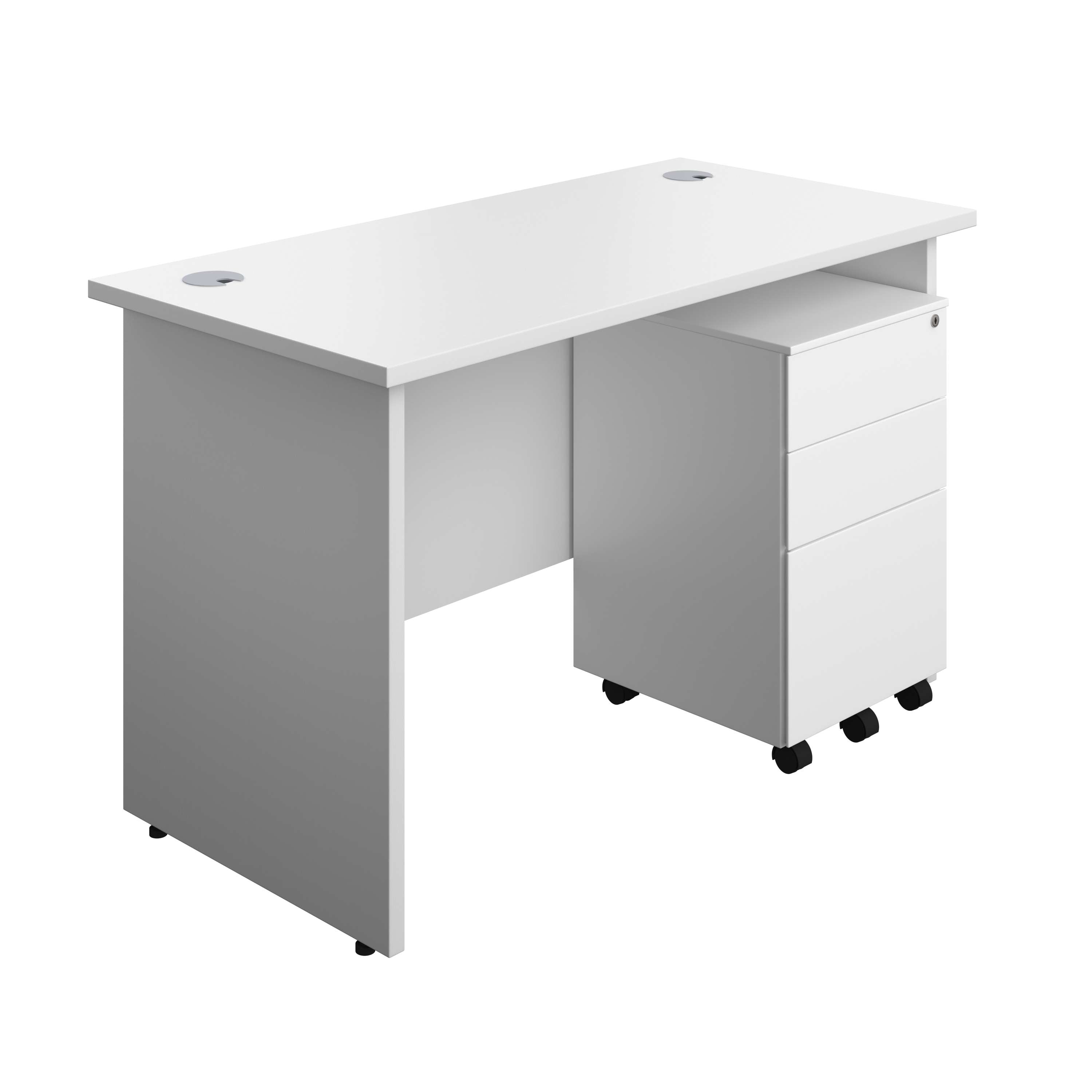 Panel Rectangular Desk + 3 Drawer Steel Pedestal Bundle (FSC) 600