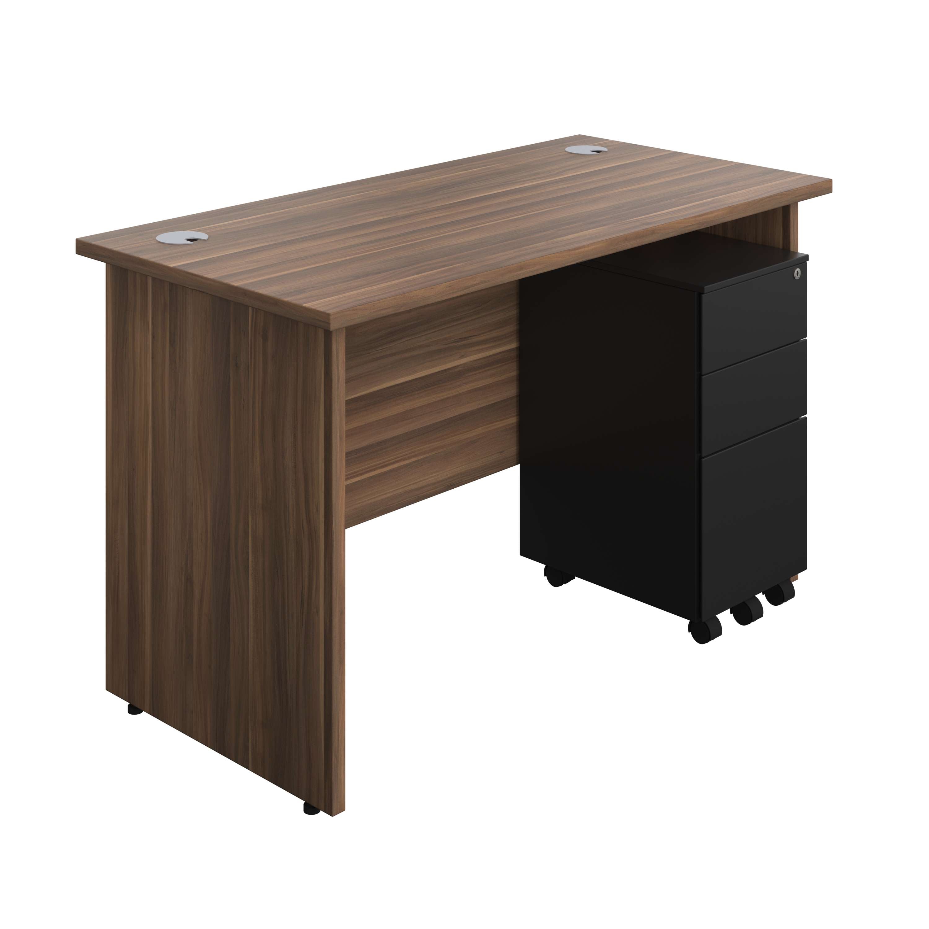 Panel Rectangular Desk + 3 Drawer Slimline Steel Pedestal Bundle (FSC) 600