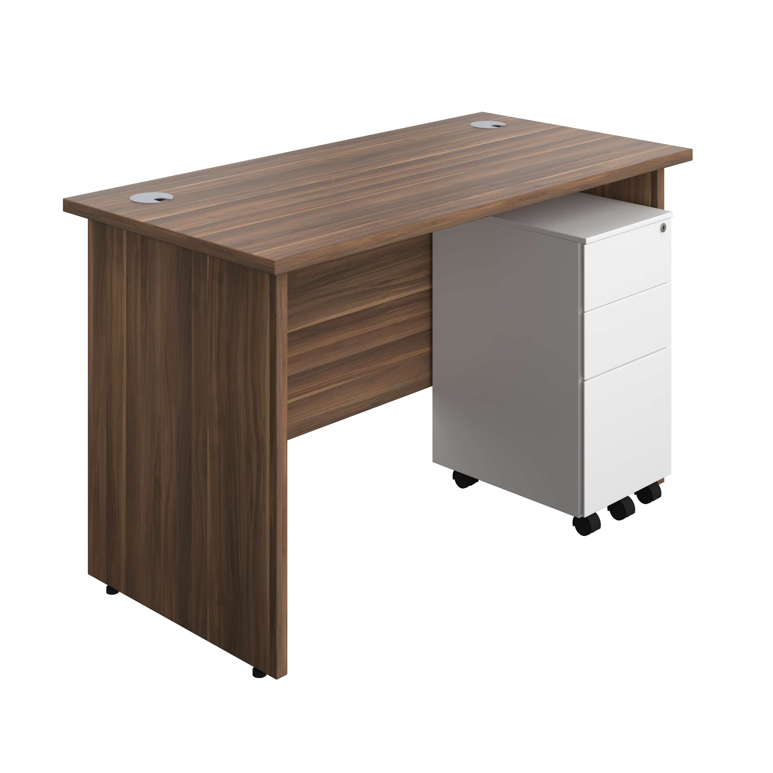 Panel Rectangular Desk + 3 Drawer Slimline Steel Pedestal Bundle (FSC) 600