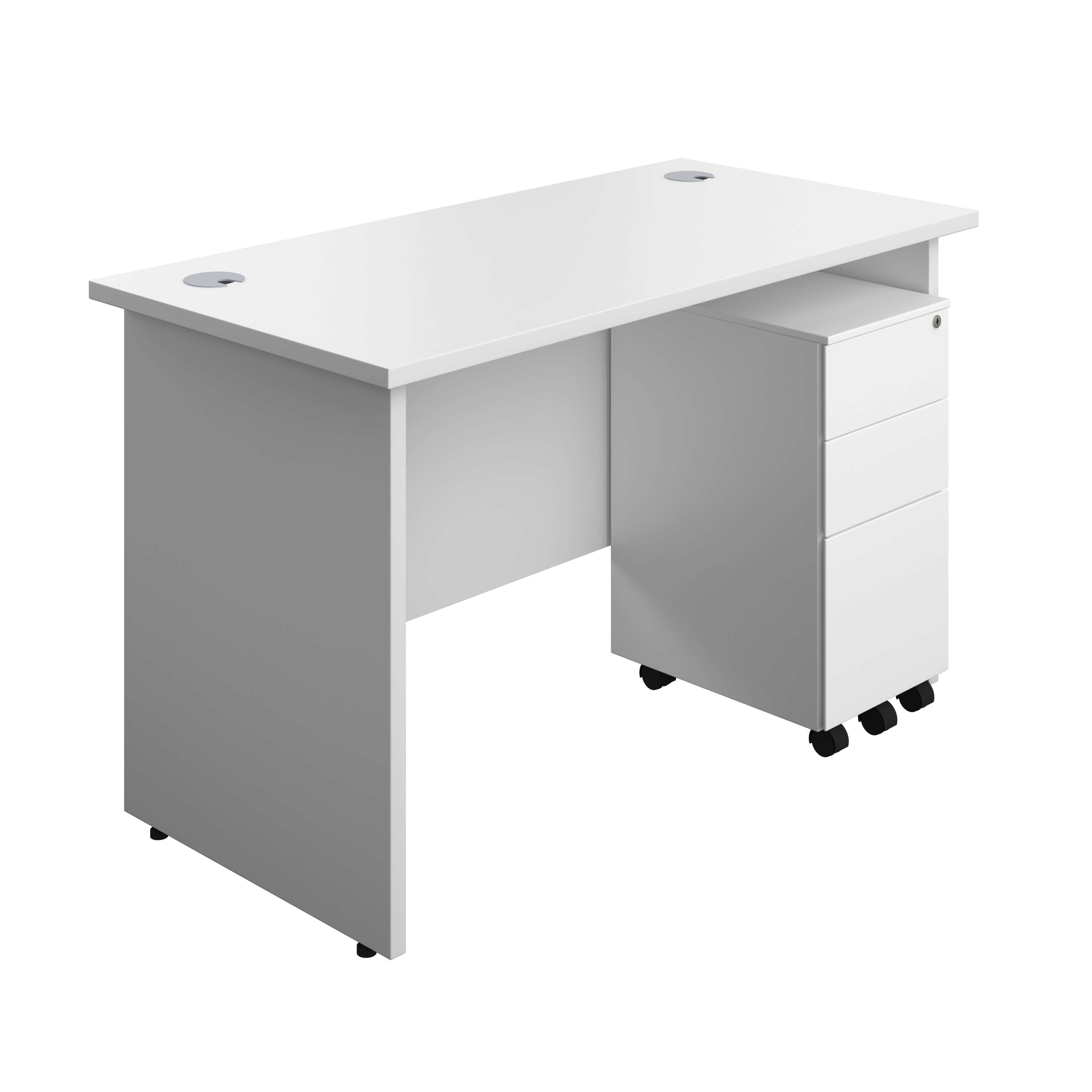 Panel Rectangular Desk + 3 Drawer Slimline Steel Pedestal Bundle (FSC) 600