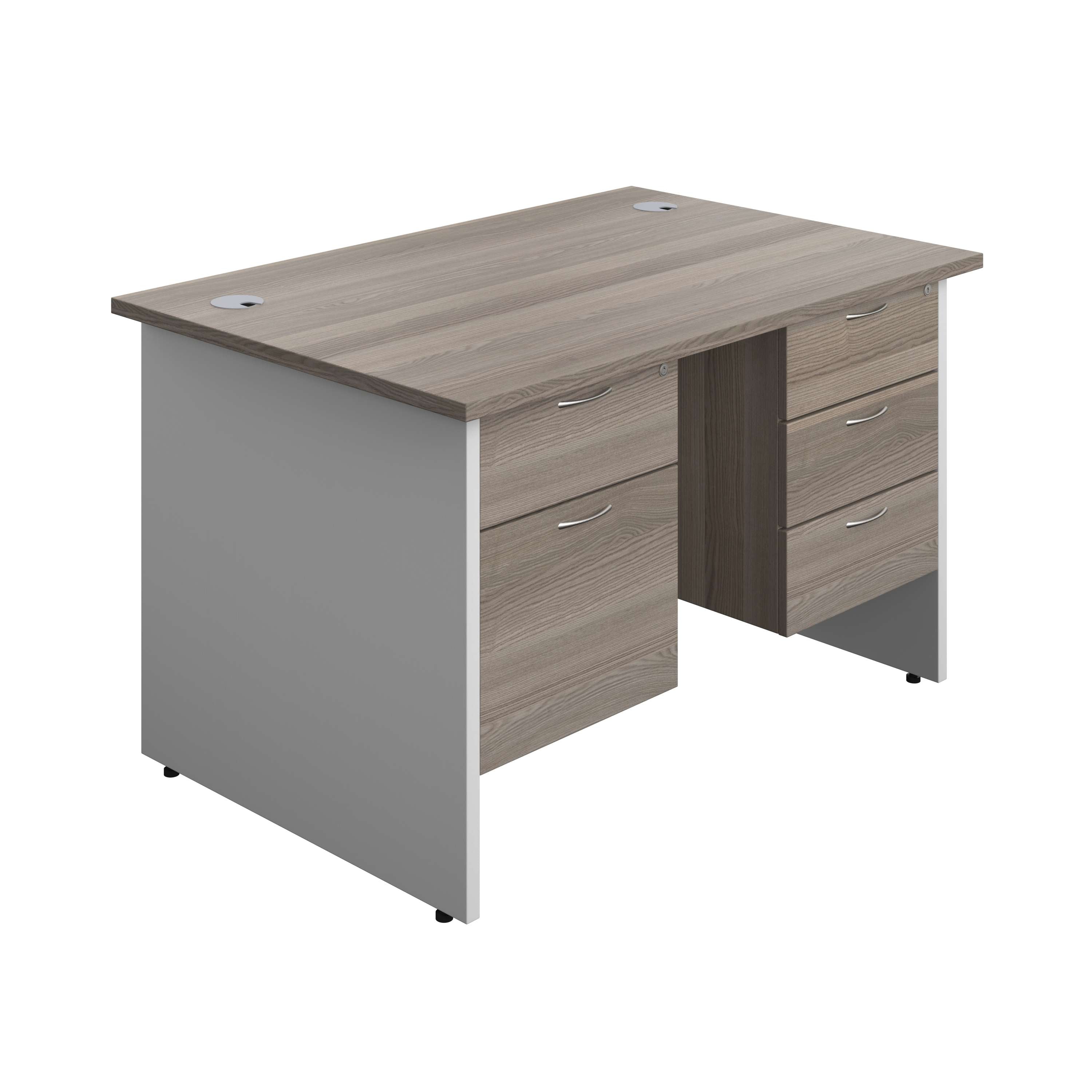Panel Plus Rectangular Desk + 2 & 3 Drawer Fixed Pedestal Bundle (FSC)
